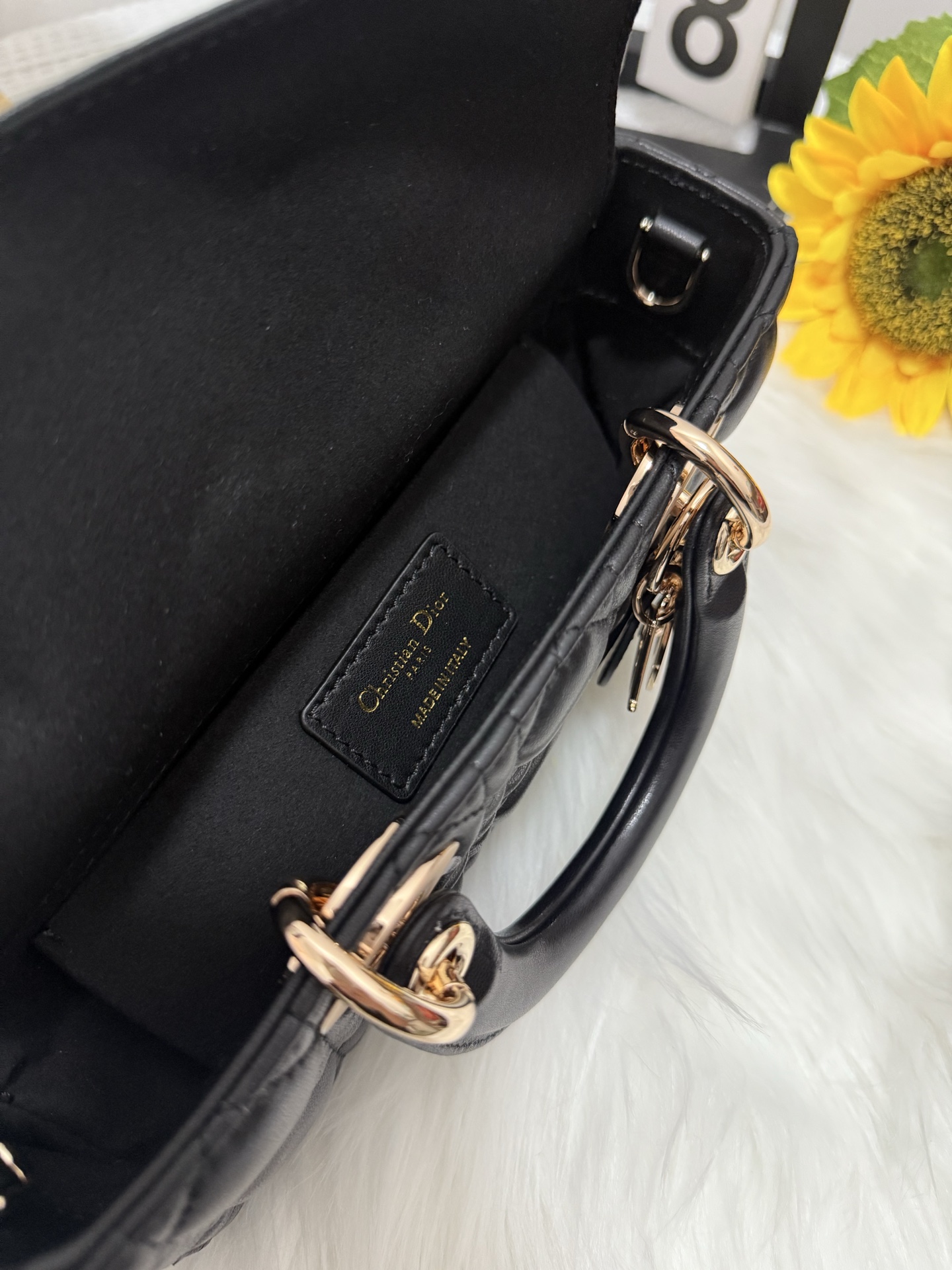 D-Joy Small Black Lambskin Bag with Two Straps, 22*6*12cm 7 i1747588074748 9665 0 5