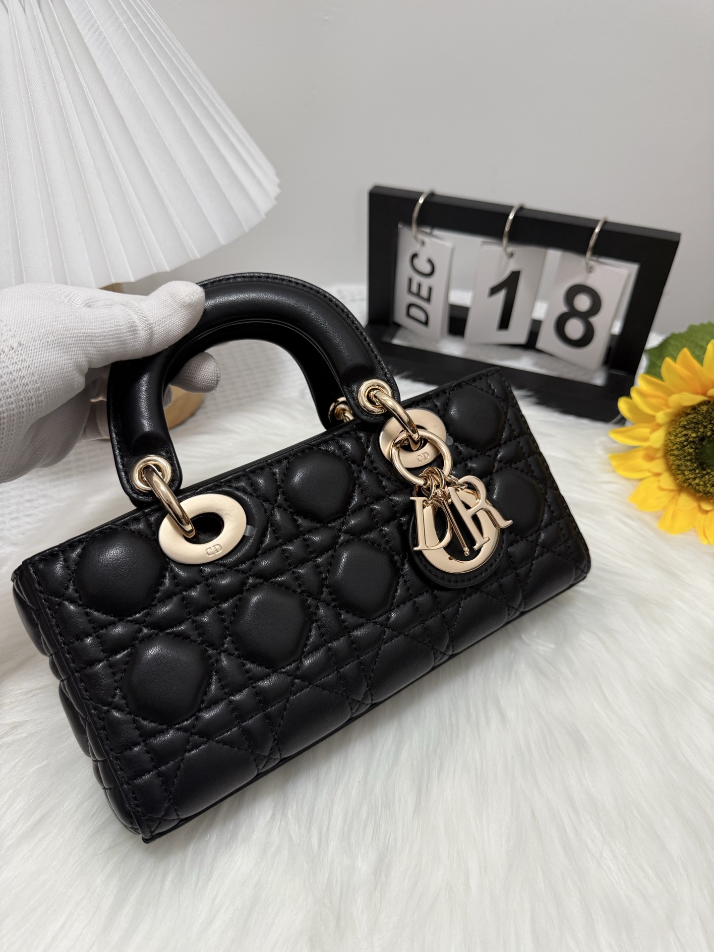 D-Joy Small Black Lambskin Bag with Two Straps, 22*6*12cm 2 i1747588074882 1098 0 0