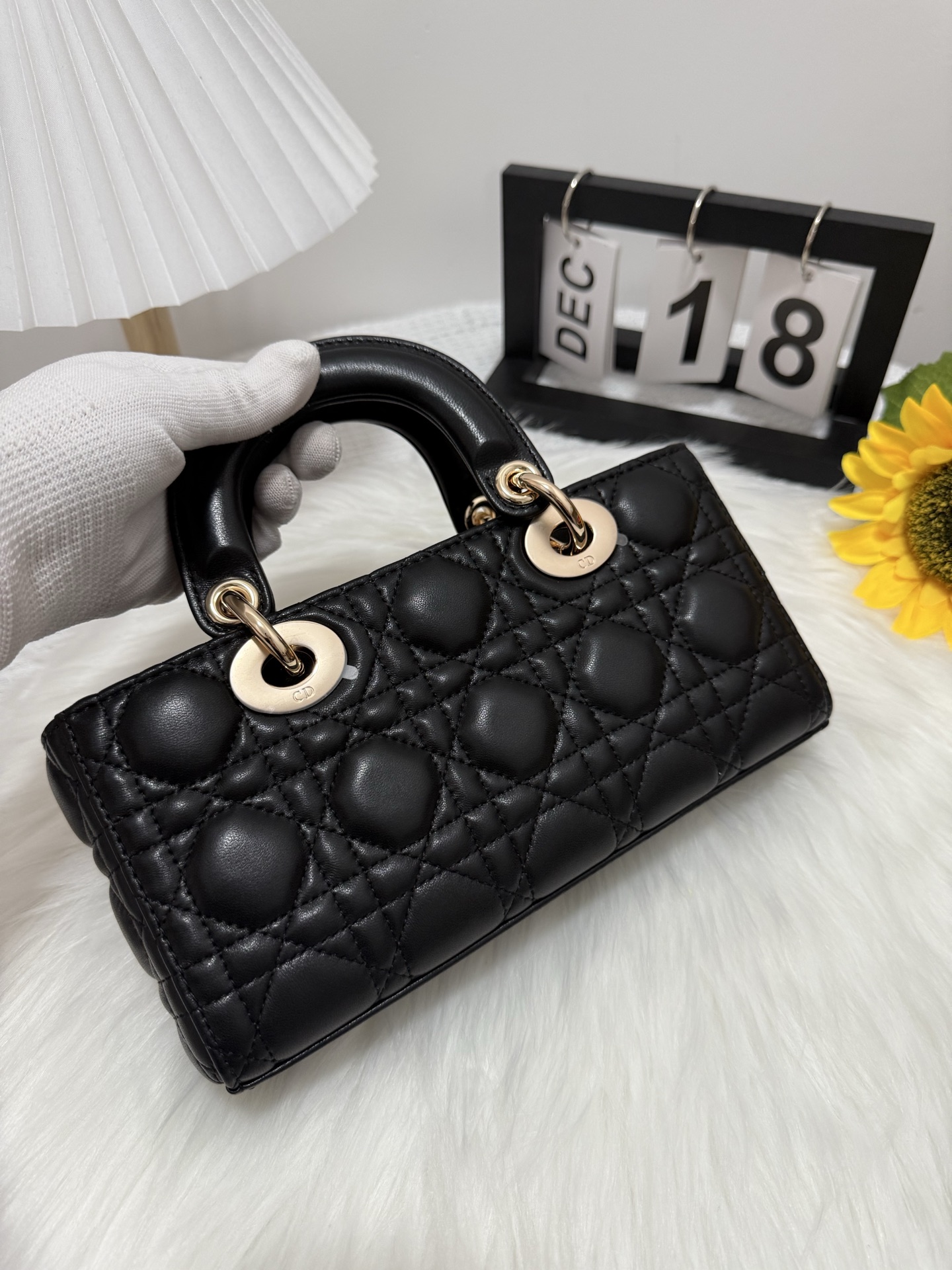 D-Joy Small Black Lambskin Bag with Two Straps, 22*6*12cm 4 i1747588074916 5457 0 2