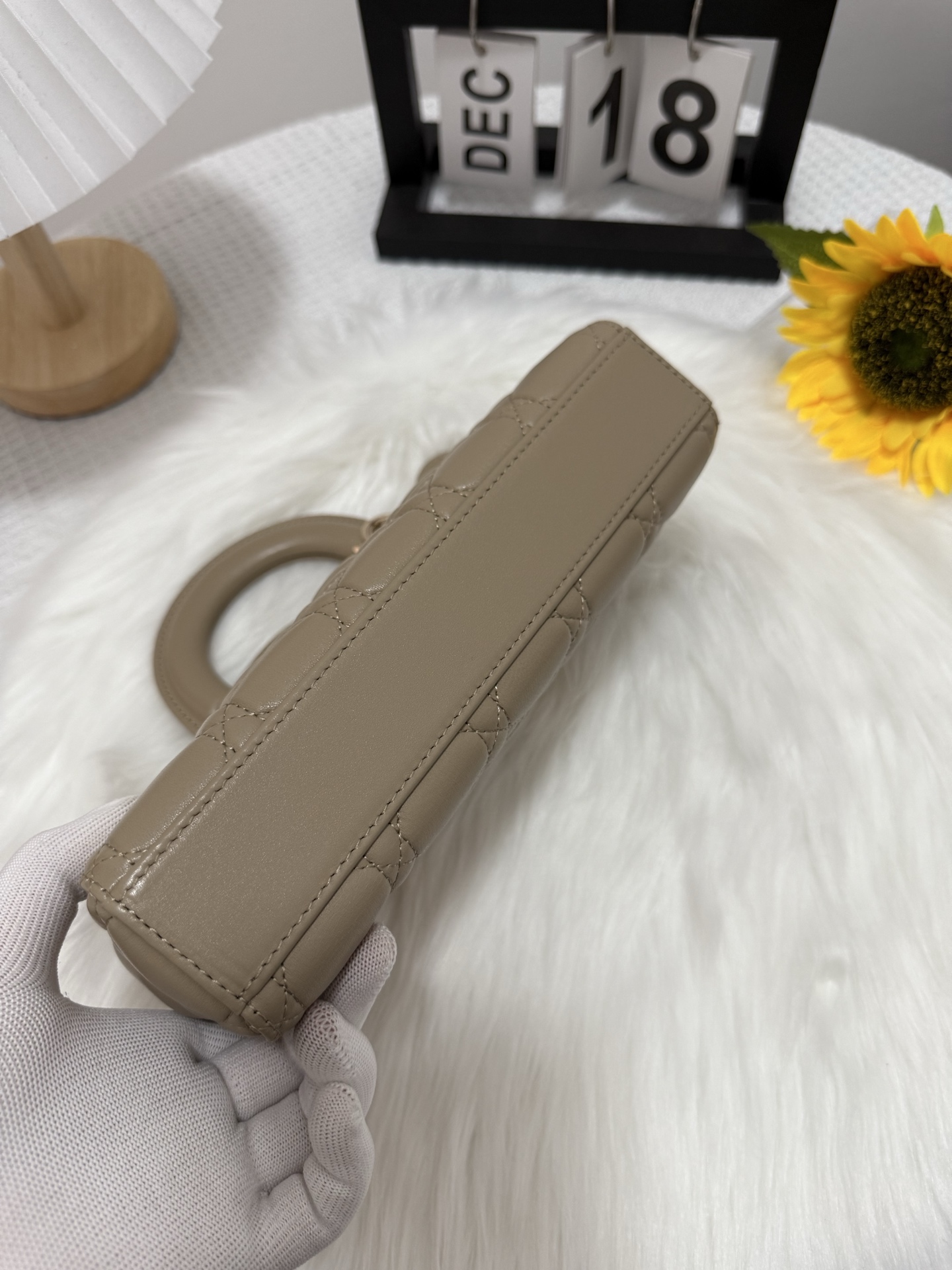 Dior D-Joy Small Bag in Latte Lambskin with Cannage Stitching 4 i1747588159593 7683 0 3