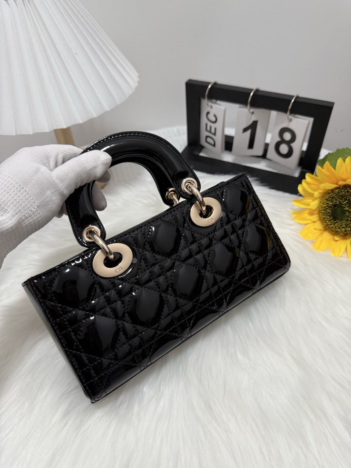 Dior D-Joy Small Black Patent Leather Bag with Dual Straps 3 i1747588242175 5834 0 2