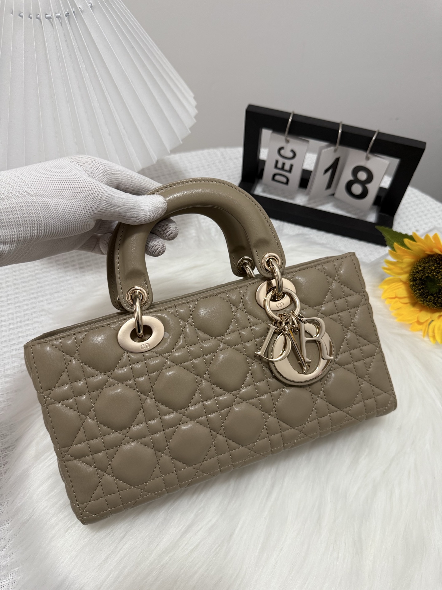 Dior D-Joy Lambskin Bag, Large, Milk Tea Color with Dual Straps, 26x6x14 cm 1 i1747588386760 2332 0 0
