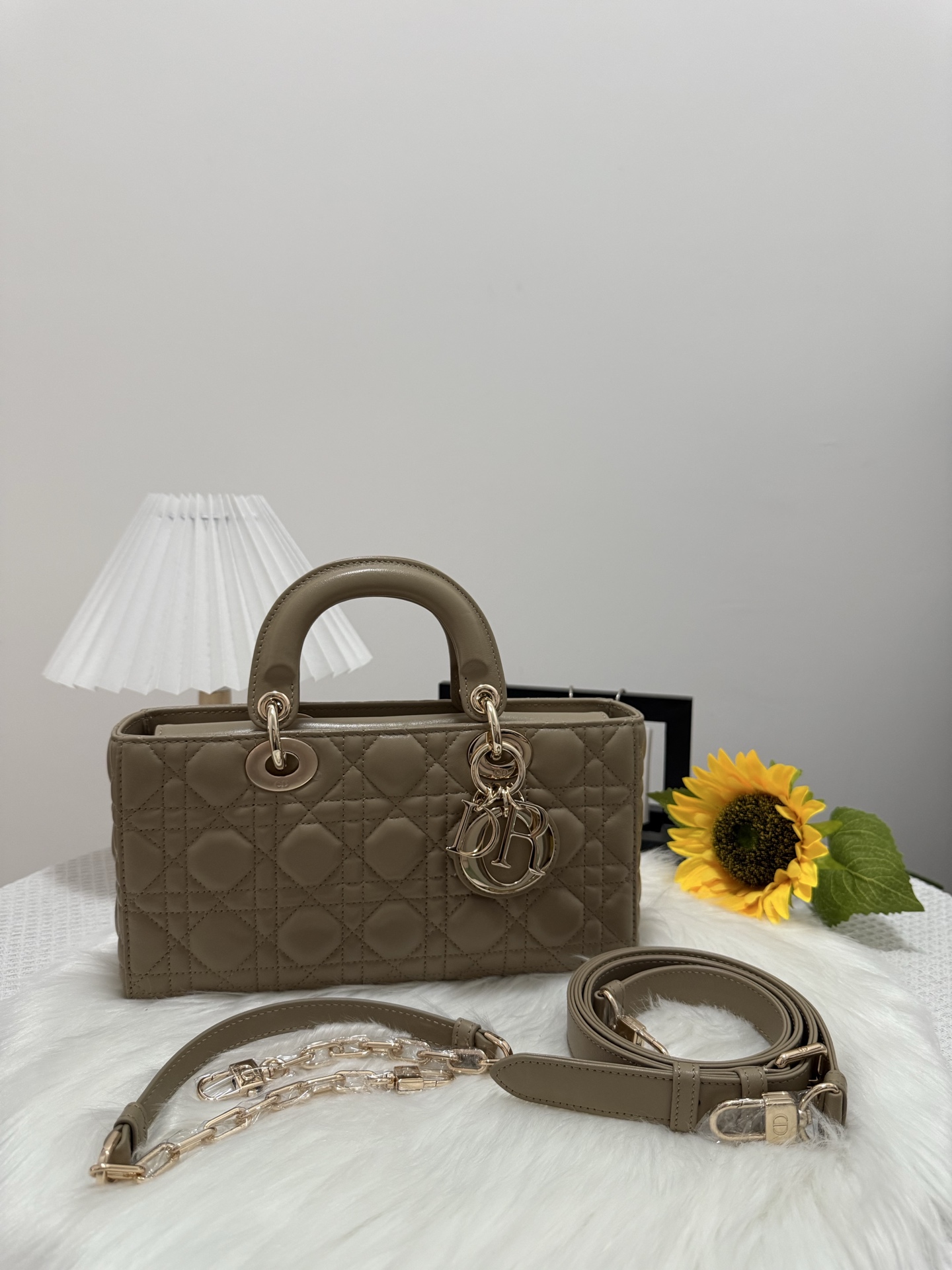Dior D-Joy Lambskin Bag, Large, Milk Tea Color with Dual Straps, 26x6x14 cm 9 i1747588386762 2114 0 8