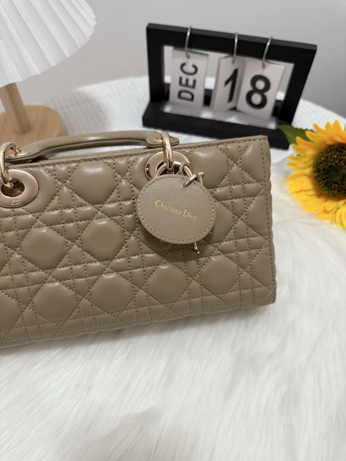 Dior D-Joy Lambskin Bag, Large, Milk Tea Color with Dual Straps, 26x6x14 cm 8 i1747588387998 3147 0 7