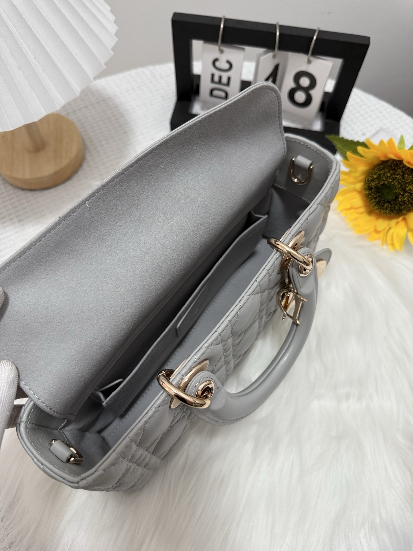 D-Joy Lambskin Bag, Cloud Grey, Large, with Two Straps, Quilted Design 6 i1747588684229 1832 0 5