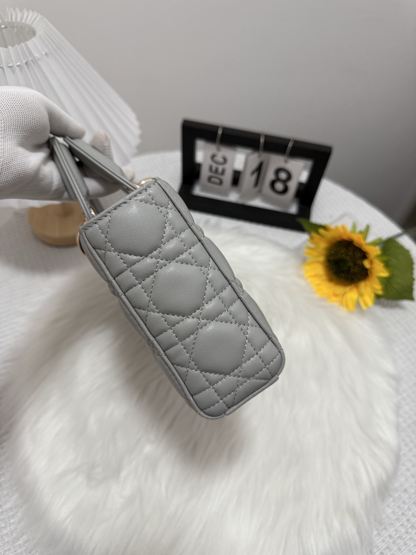 D-Joy Lambskin Bag, Cloud Grey, Large, with Two Straps, Quilted Design 2 i1747588685397 3619 0 1