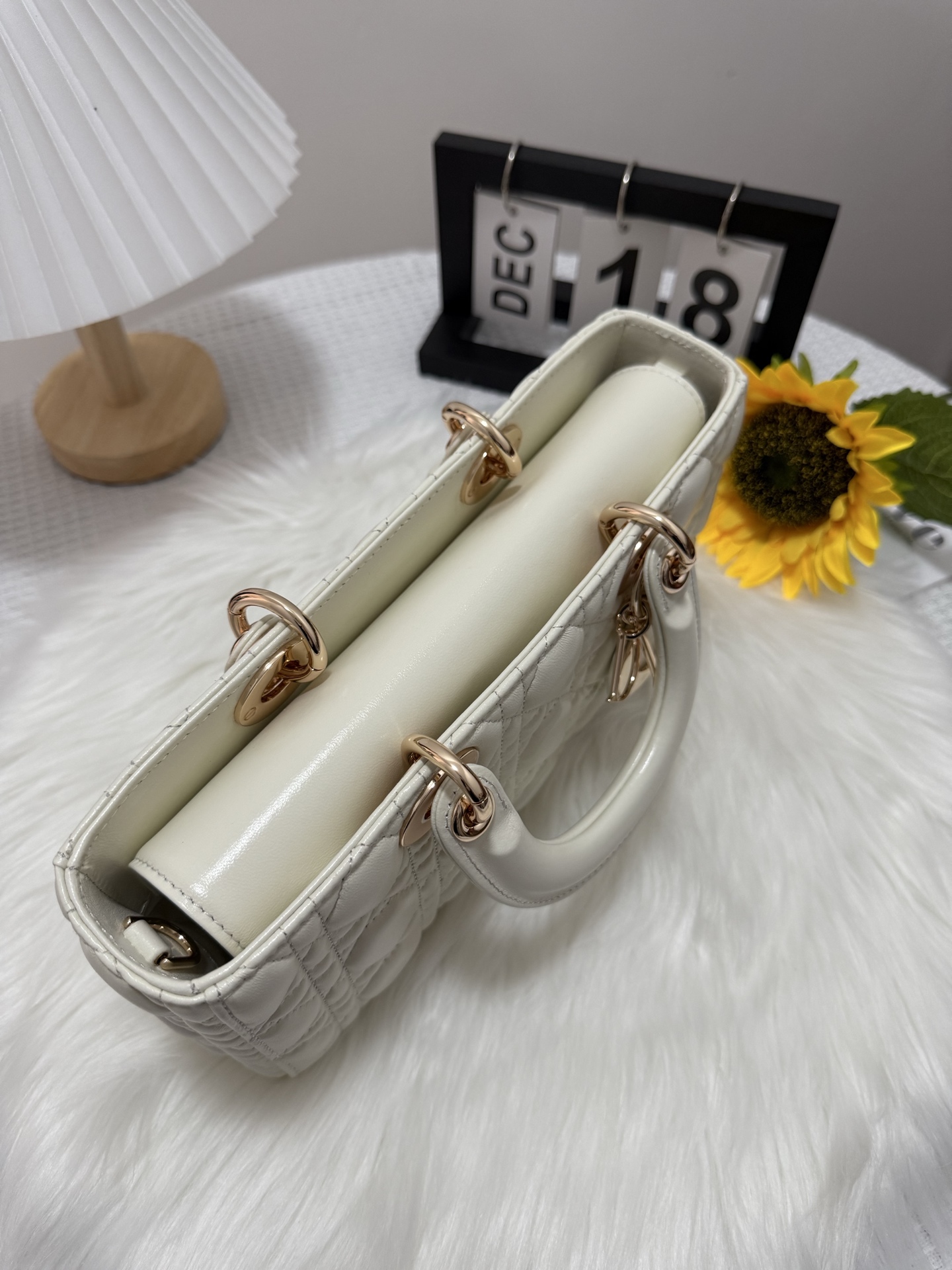 D-Joy Bag in White Lambskin with Two Straps, Quilted Design 6 i1747588738995 6951 0 4