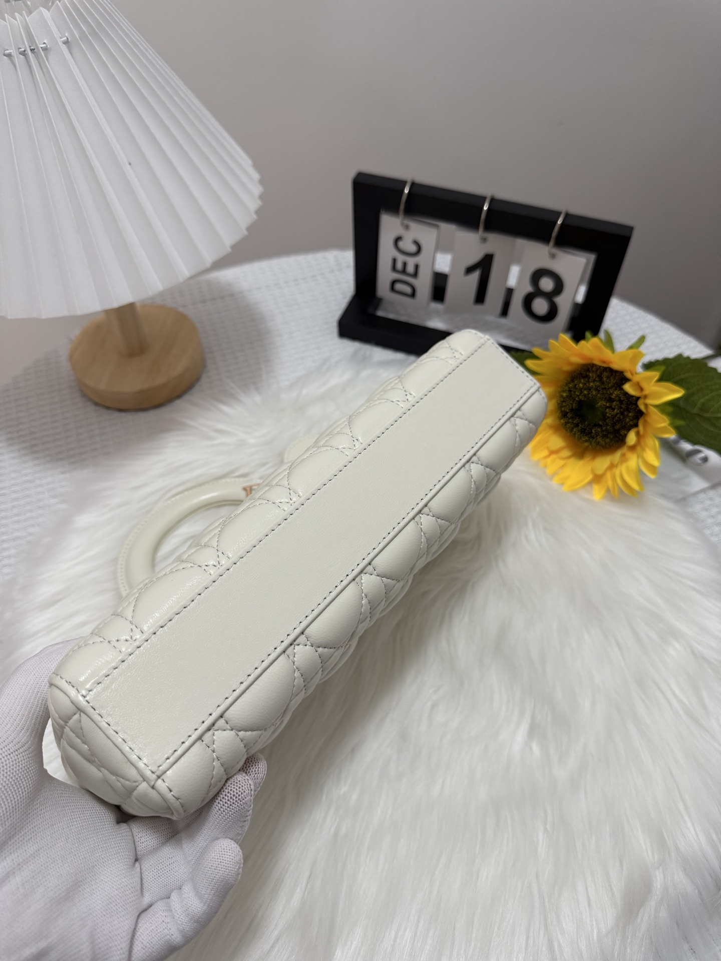 D-Joy Bag in White Lambskin with Two Straps, Quilted Design 5 i1747588739007 6501 0 3