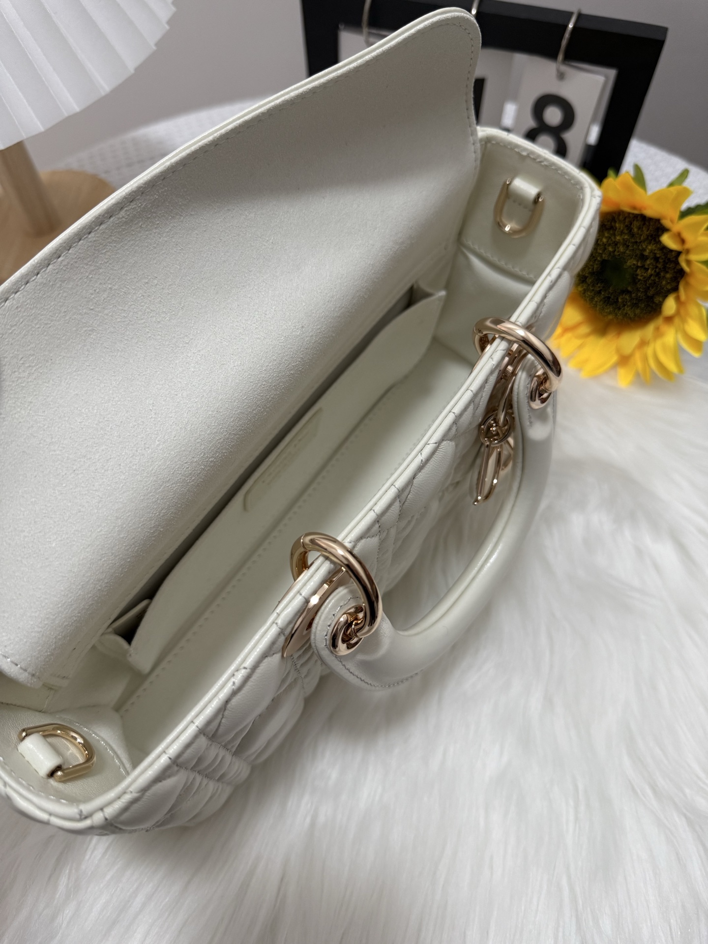 D-Joy Bag in White Lambskin with Two Straps, Quilted Design 7 i1747588739025 9067 0 5