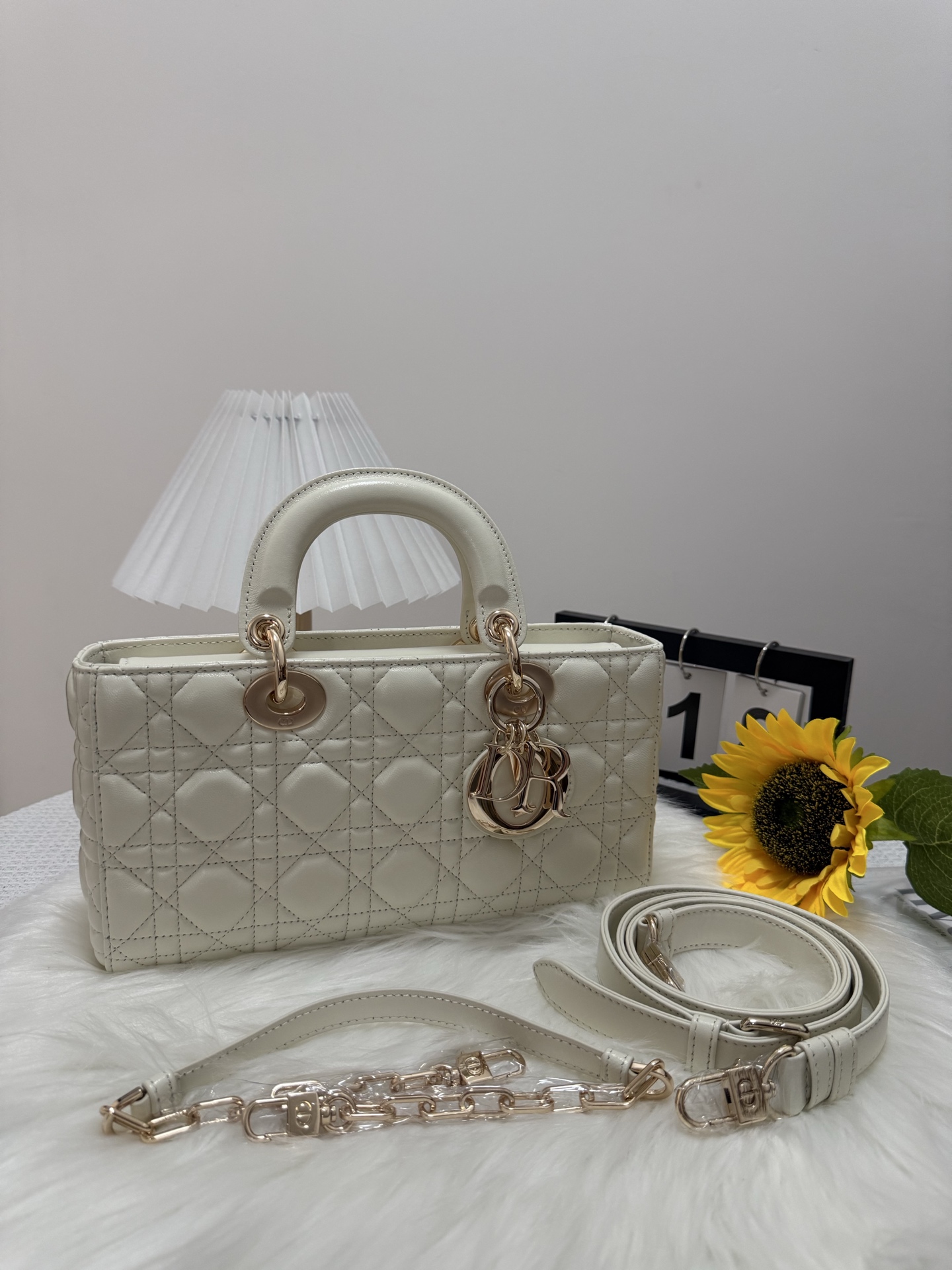D-Joy Bag in White Lambskin with Two Straps, Quilted Design 10 i1747588739027 2690 0 8