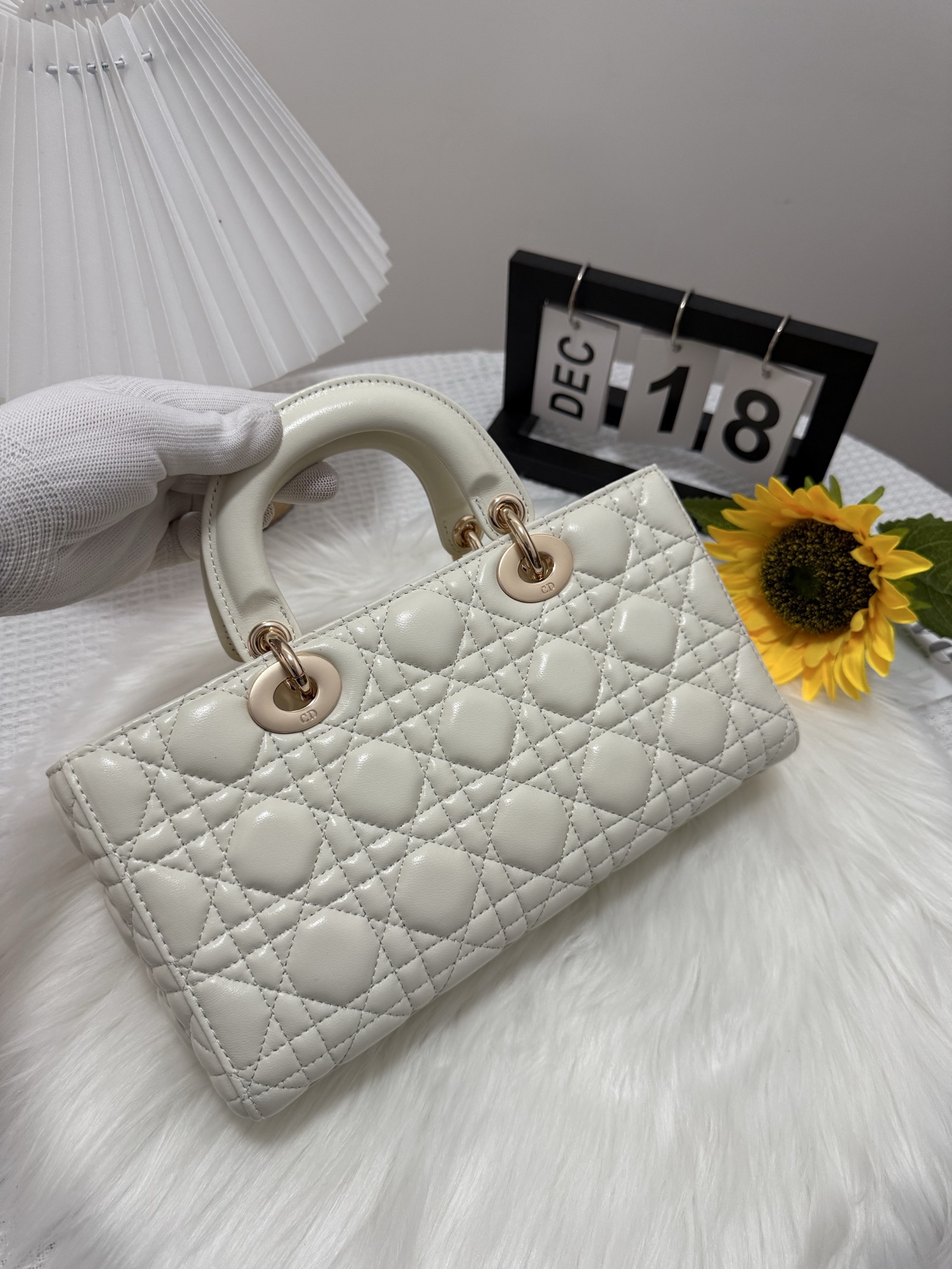 D-Joy Bag in White Lambskin with Two Straps, Quilted Design 4 i1747588739113 3287 0 2
