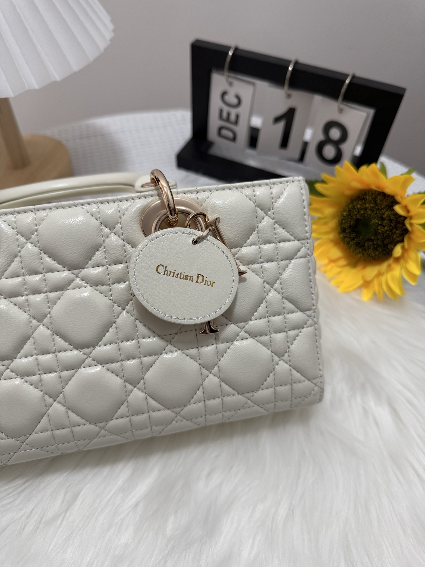 D-Joy Bag in White Lambskin with Two Straps, Quilted Design 9 i1747588740289 2741 0 7