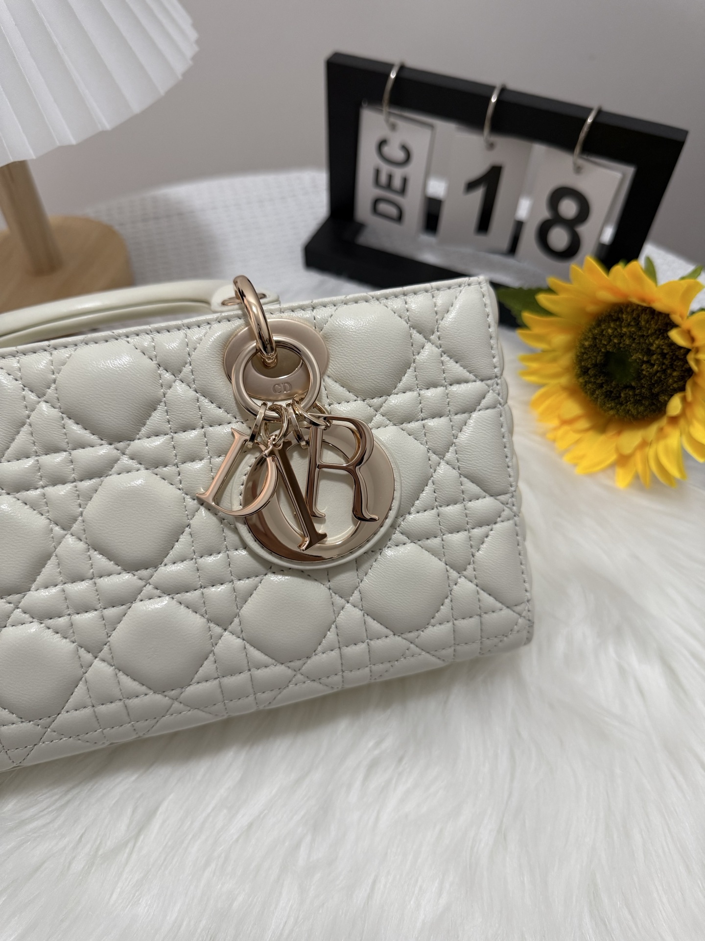 D-Joy Bag in White Lambskin with Two Straps, Quilted Design 8 i1747588740314 6519 0 6
