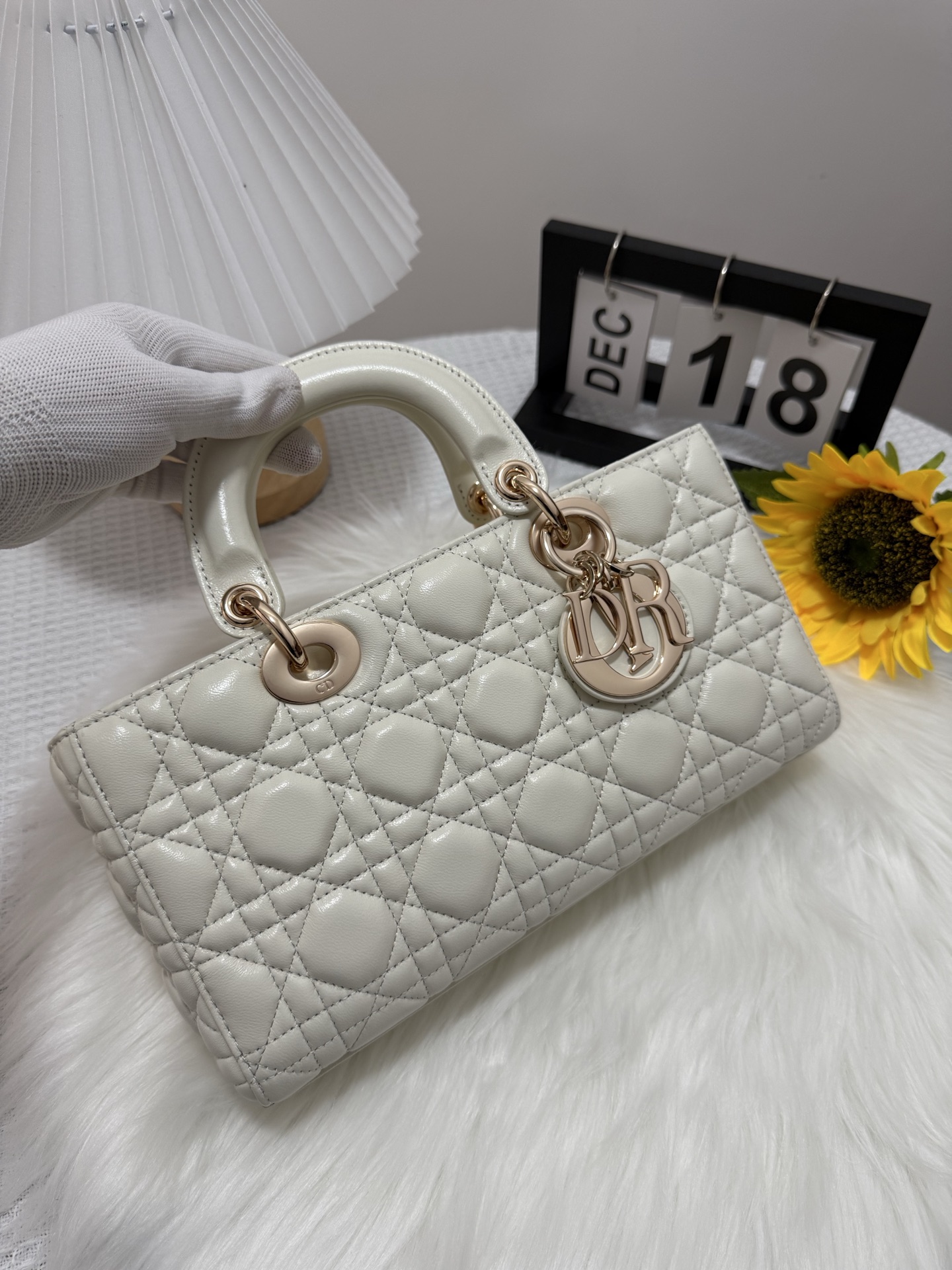 D-Joy Bag in White Lambskin with Two Straps, Quilted Design 2 i1747588740409 9264 0 0