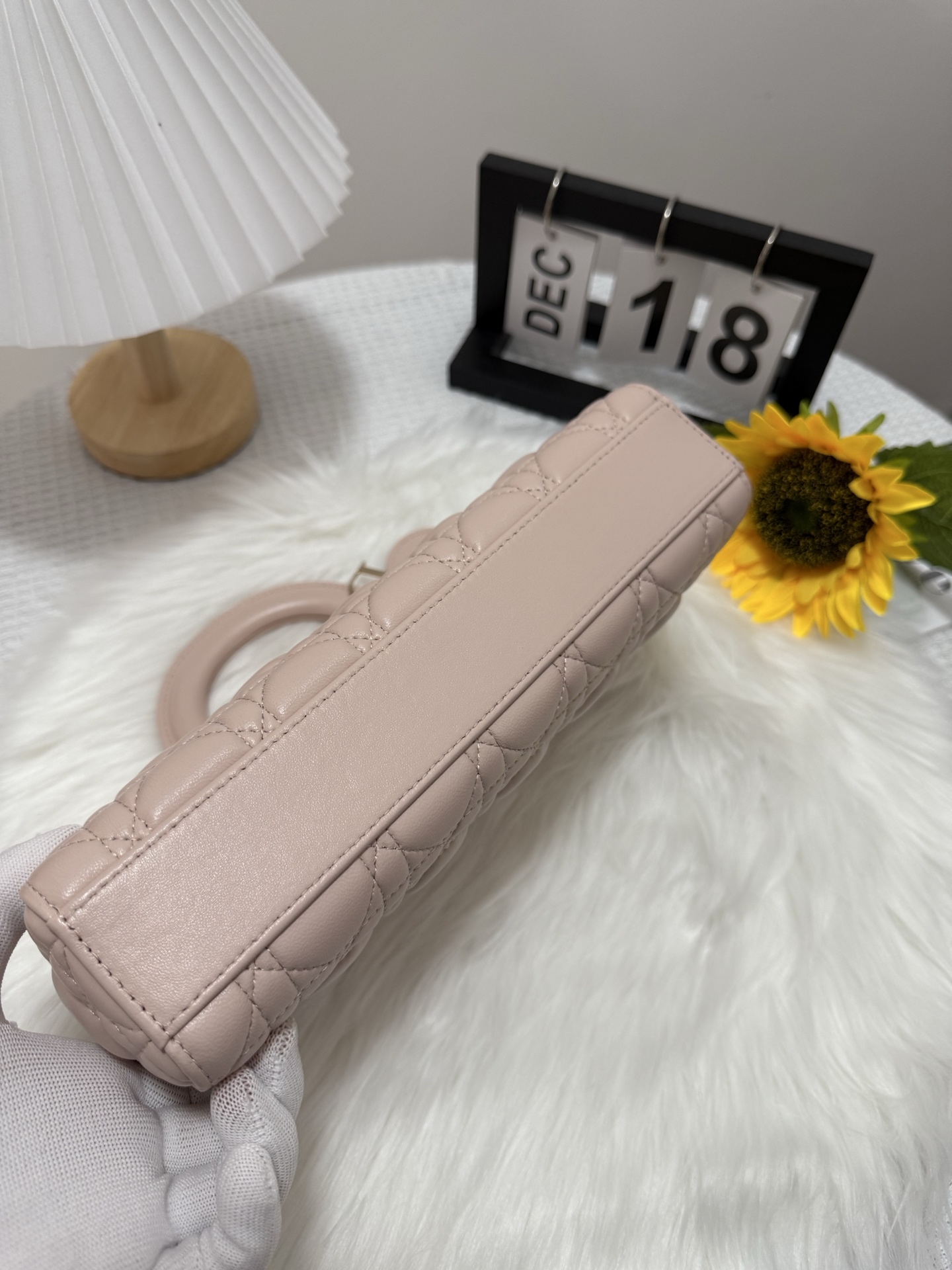 D-Joy Lambskin Bag, Large Size, Blossom Pink, Classic Cannage Stitching 5 i1747588759728 5691 0 3