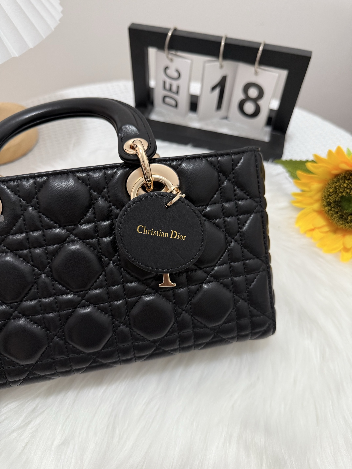 D-Joy Black Lambskin Bag with Classic Cannage Stitching and Two Straps 8 i1747588798458 7557 0 7