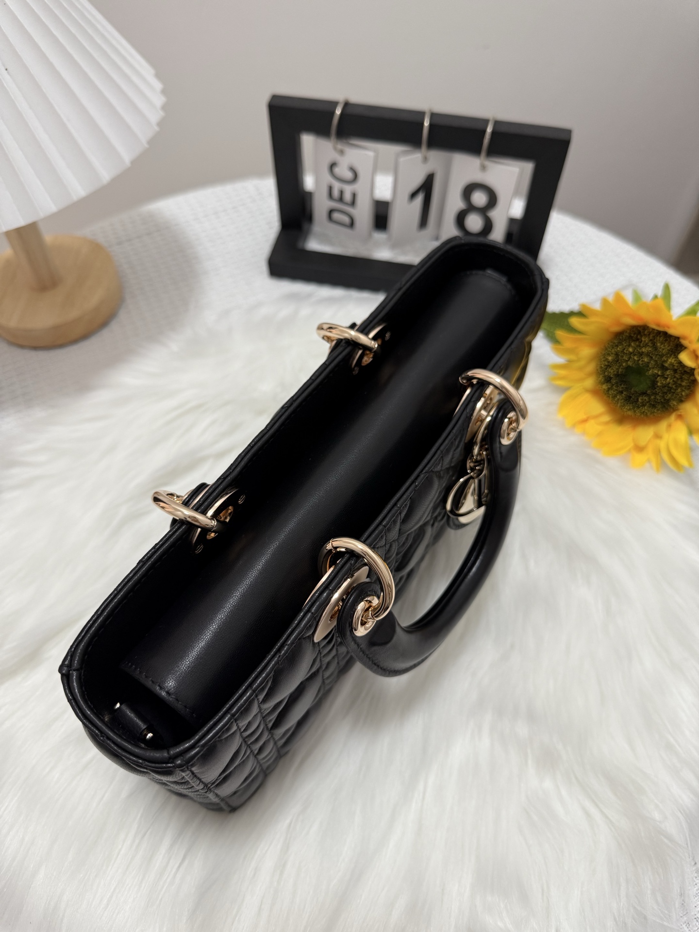 D-Joy Black Lambskin Bag with Classic Cannage Stitching and Two Straps 5 i1747588798547 1289 0 4