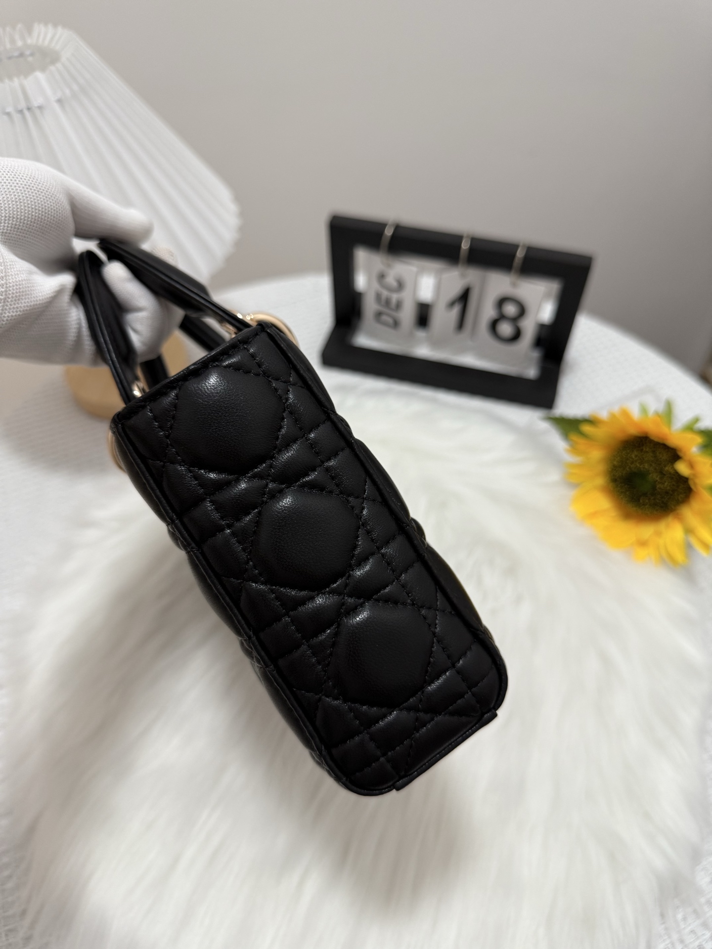 D-Joy Black Lambskin Bag with Classic Cannage Stitching and Two Straps 2 i1747588798576 6424 0 1