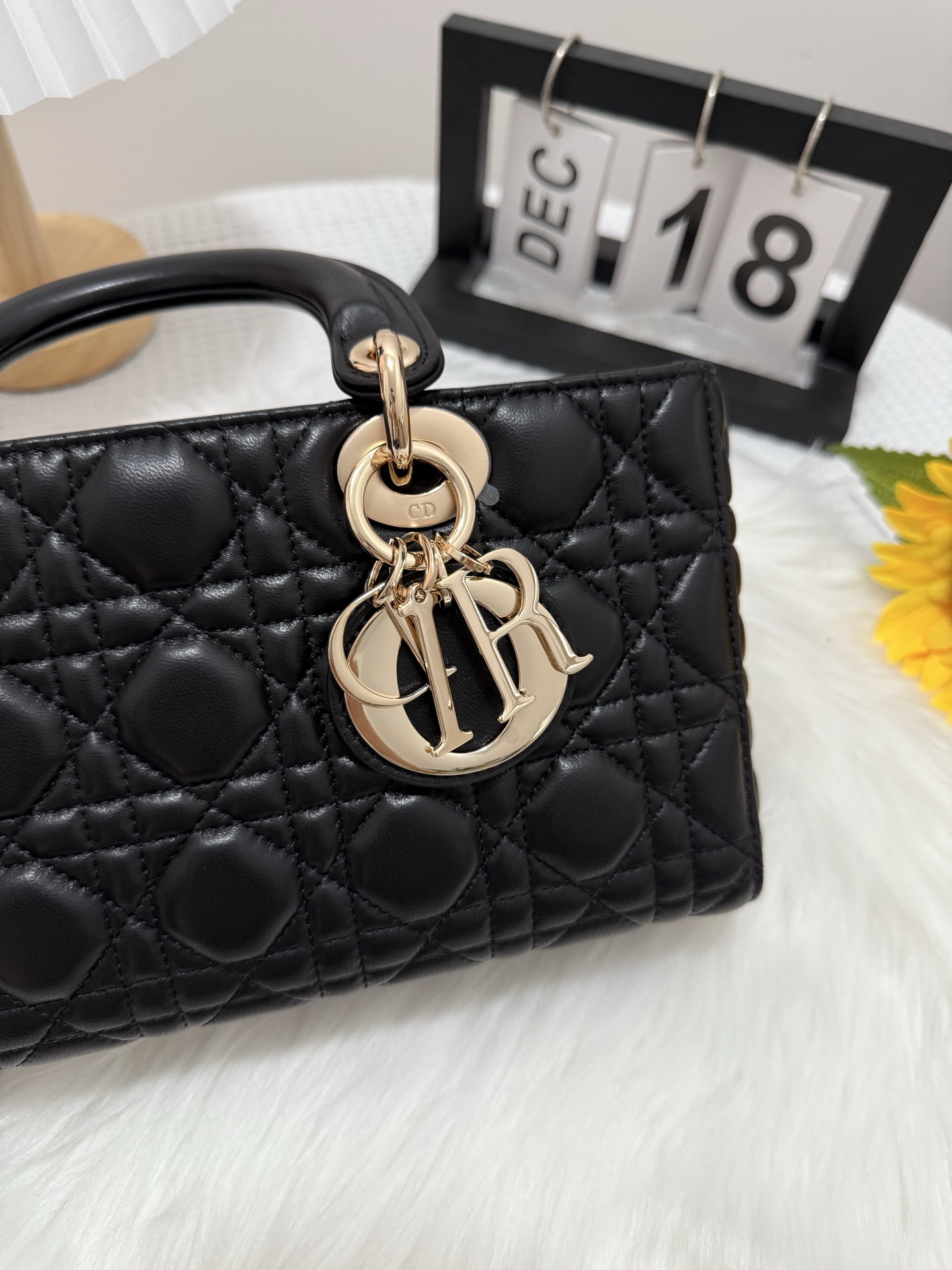 D-Joy Black Lambskin Bag with Classic Cannage Stitching and Two Straps 7 i1747588799377 4557 0 6