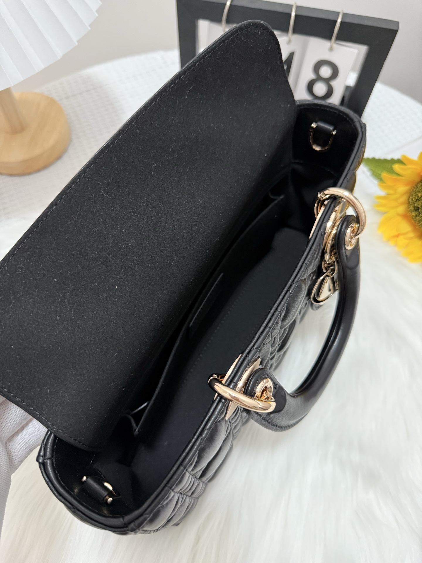 D-Joy Black Lambskin Bag with Classic Cannage Stitching and Two Straps 6 i1747588799464 2033 0 5