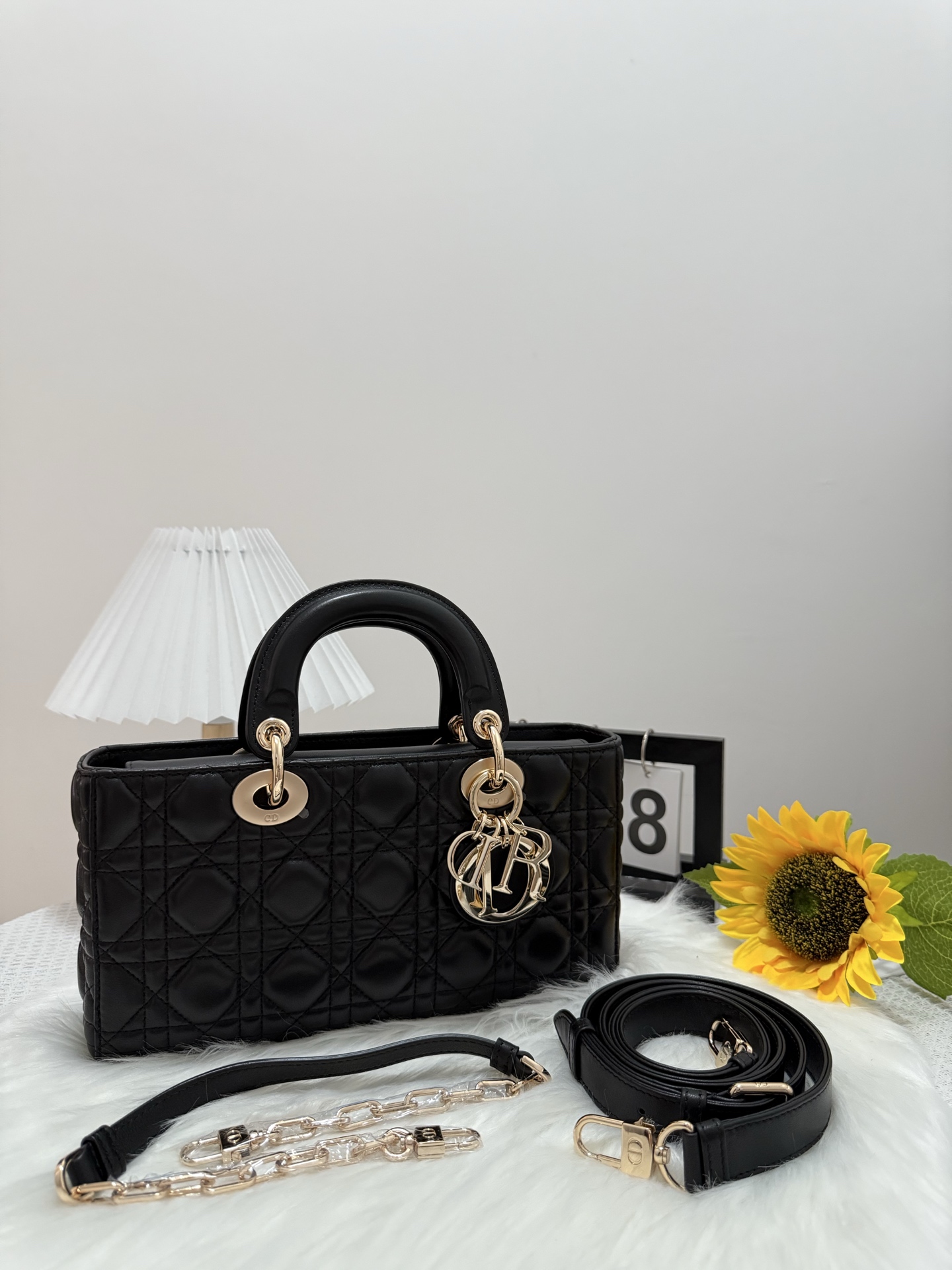 D-Joy Black Lambskin Bag with Classic Cannage Stitching and Two Straps 9 i1747588799554 1292 0 8
