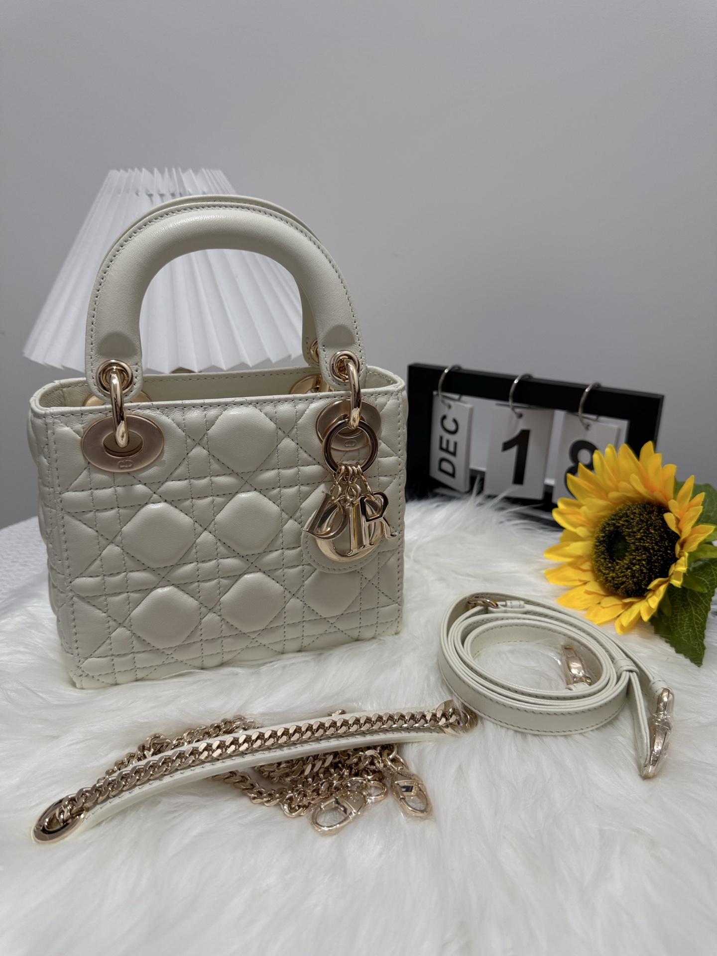 Lady Dior White Gold Mini Bag, Iconic Cannage Stitching, Removable Chain 10 i1747589100256 6935 0 8
