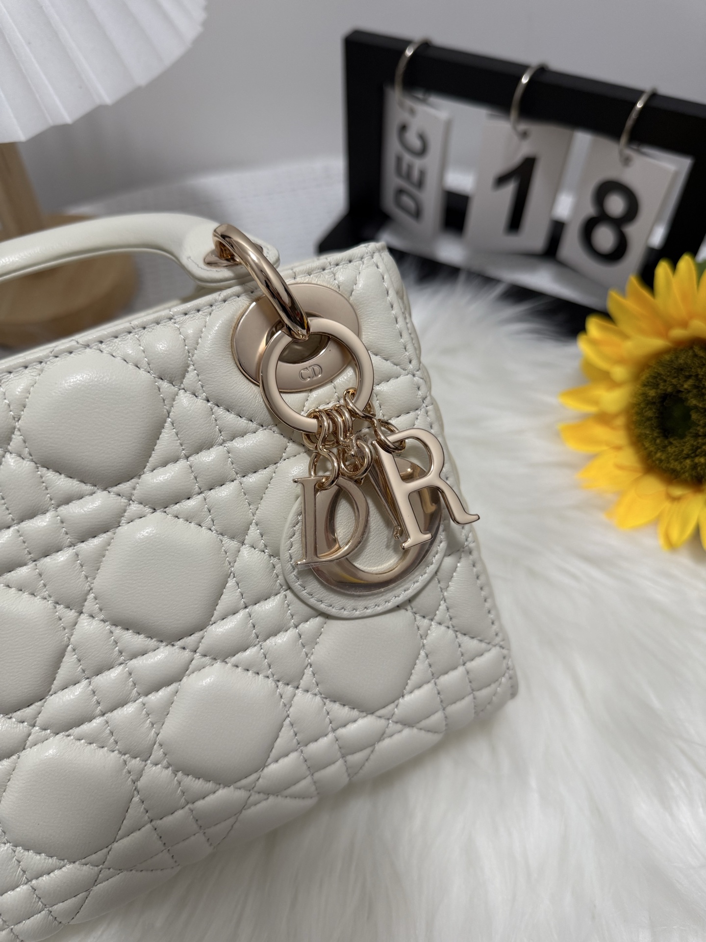 Lady Dior White Gold Mini Bag, Iconic Cannage Stitching, Removable Chain 8 i1747589100261 810 0 6