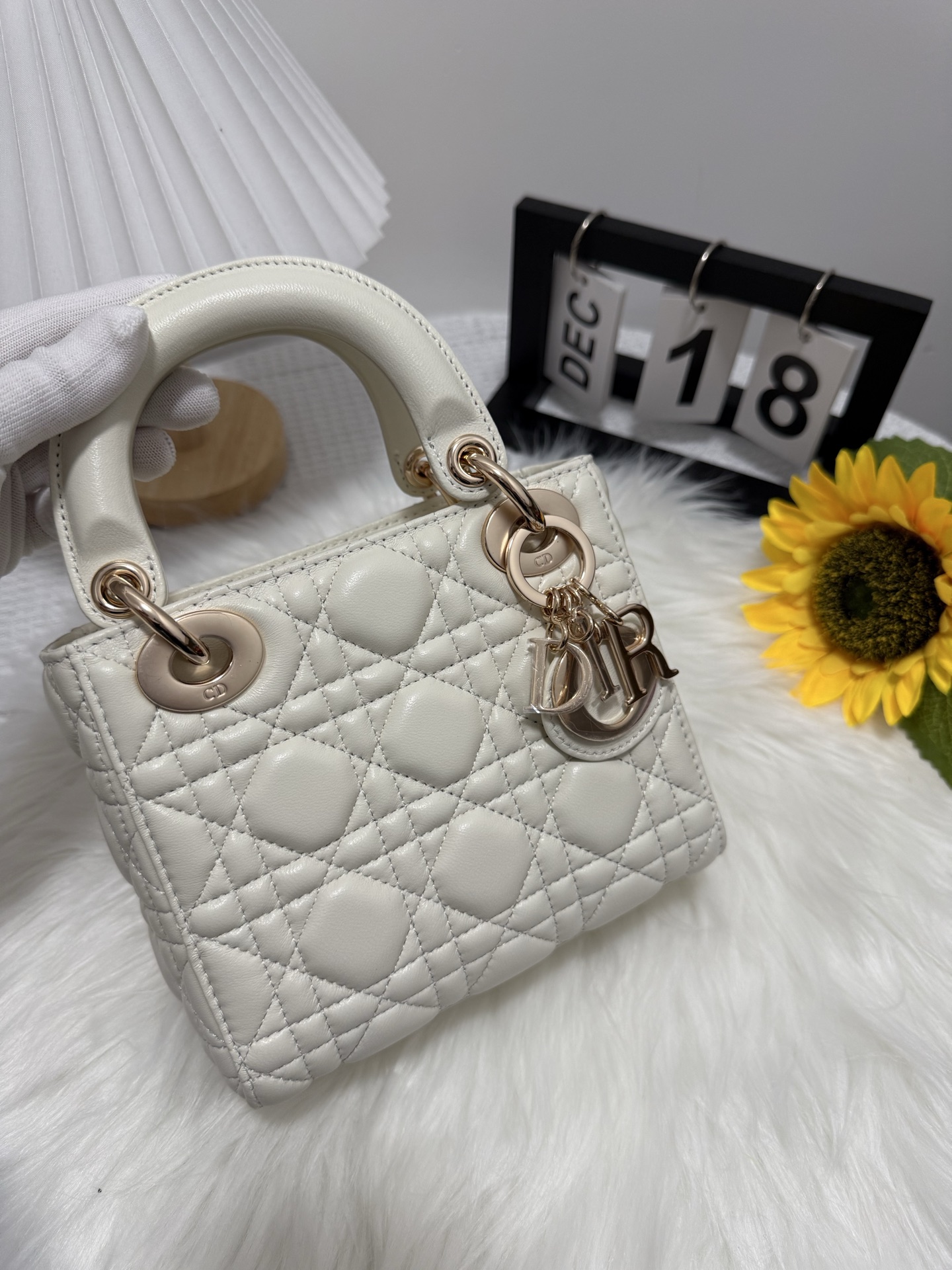 Lady Dior White Gold Mini Bag, Iconic Cannage Stitching, Removable Chain 2 i1747589101670 7745 0 0