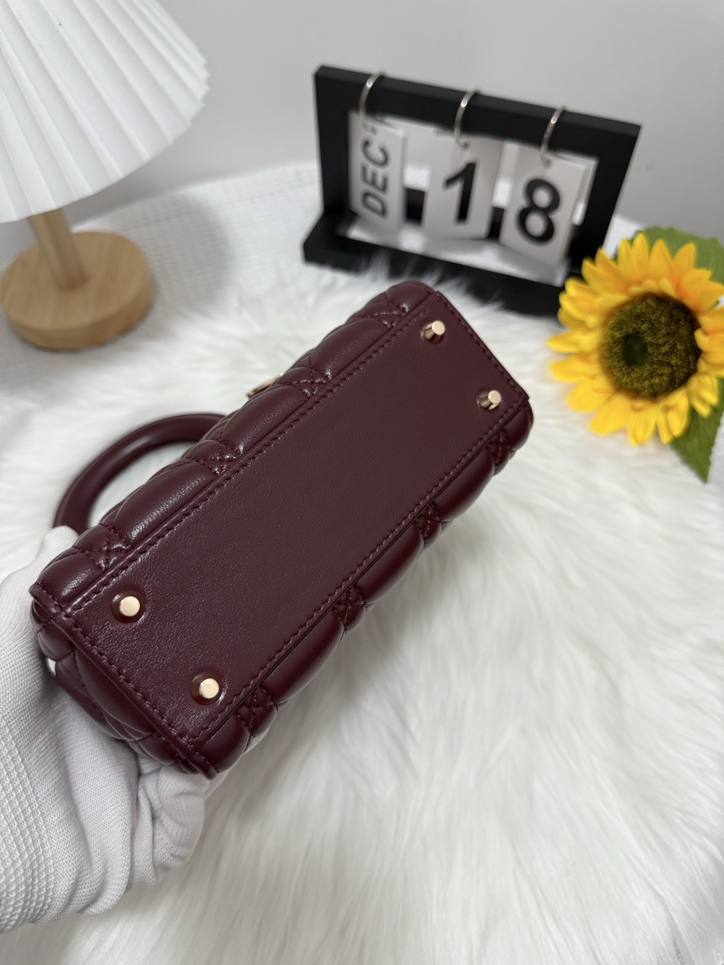 Lady Dior Mini Wine Red Cannage Lambskin Bag with Chain Strap 4 i1747589334362 9740 0 3