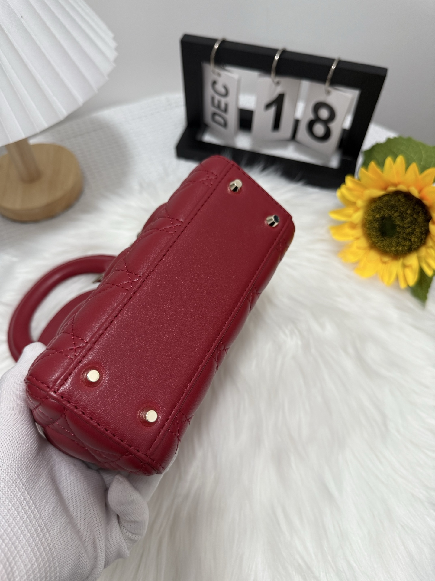 Dior Lady Dior Mini Bag Cherry Red Lambskin with Cannage Stitching 4 i1747589348822 2131 0 3