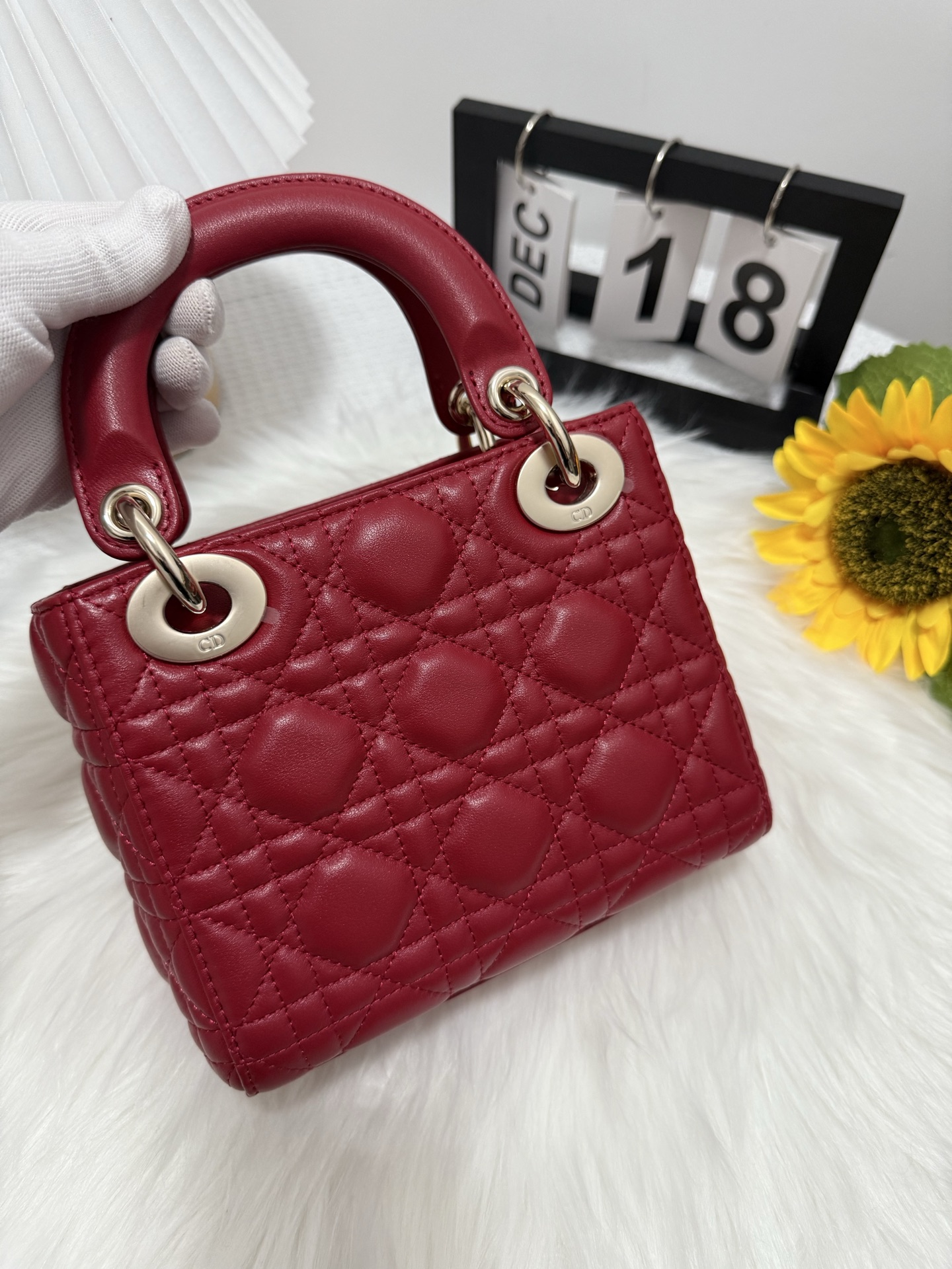 Dior Lady Dior Mini Bag Cherry Red Lambskin with Cannage Stitching 3 i1747589348972 2717 0 2