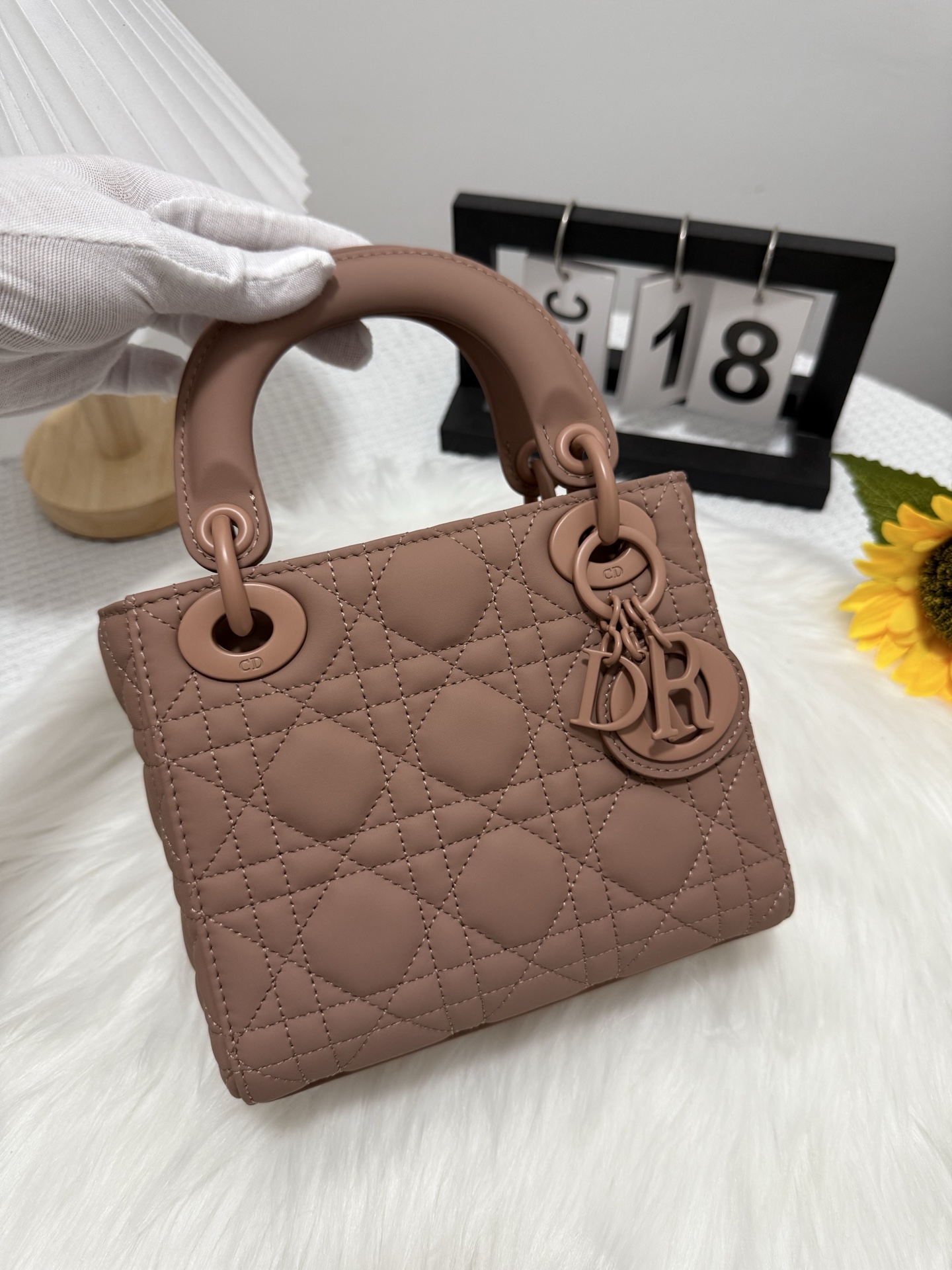 Lady Dior Mini Bag Quilted Cannage Top Handle Crossbody Bag-Dusty Pink 2 i1747652588921 4587 0 0