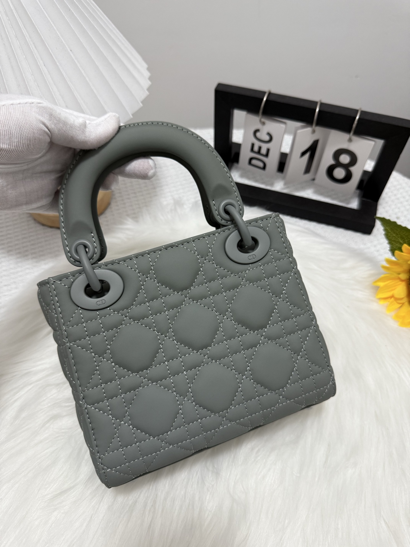 Lady Dior Mini Bag Gray Classic Cannage Lambskin with Charms - Iconic Style 4 i1747652613148 7454 0 2