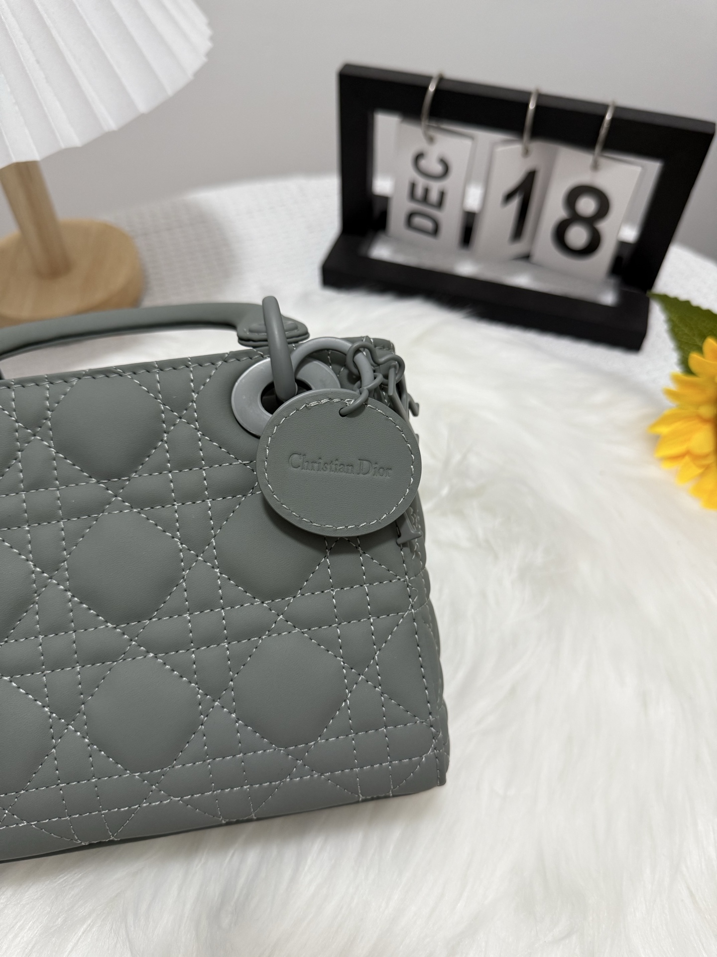Lady Dior Mini Bag Gray Classic Cannage Lambskin with Charms - Iconic Style 9 i1747652613149 5555 0 7