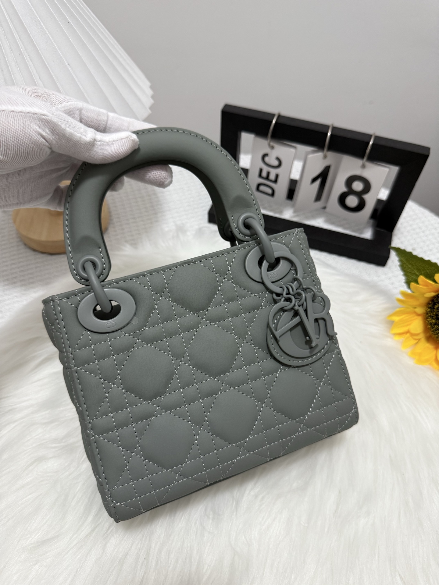 Lady Dior Mini Bag Gray Classic Cannage Lambskin with Charms - Iconic Style 2 i1747652614164 4499 0 0