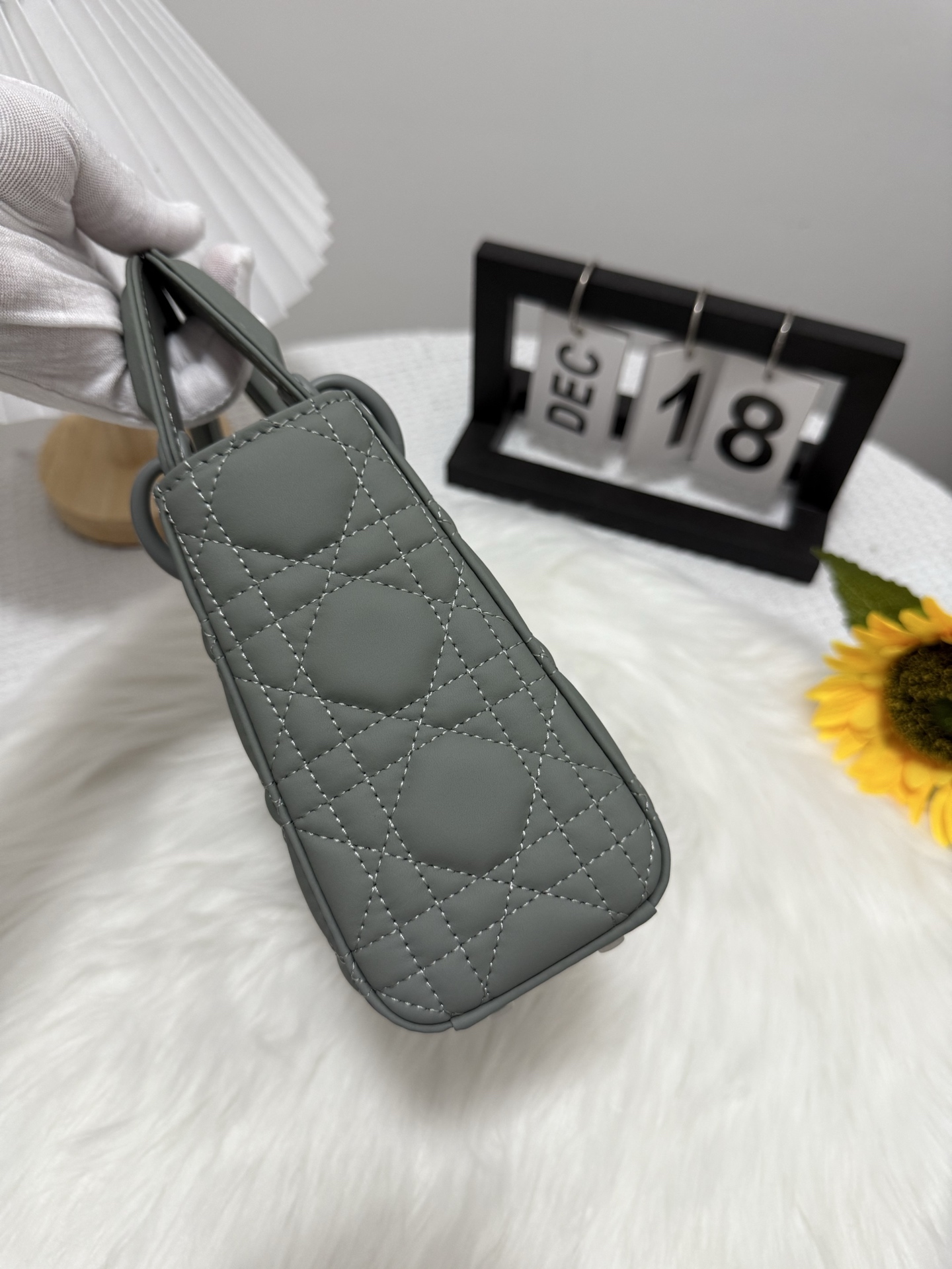 Lady Dior Mini Bag Gray Classic Cannage Lambskin with Charms - Iconic Style 3 i1747652614238 9420 0 1