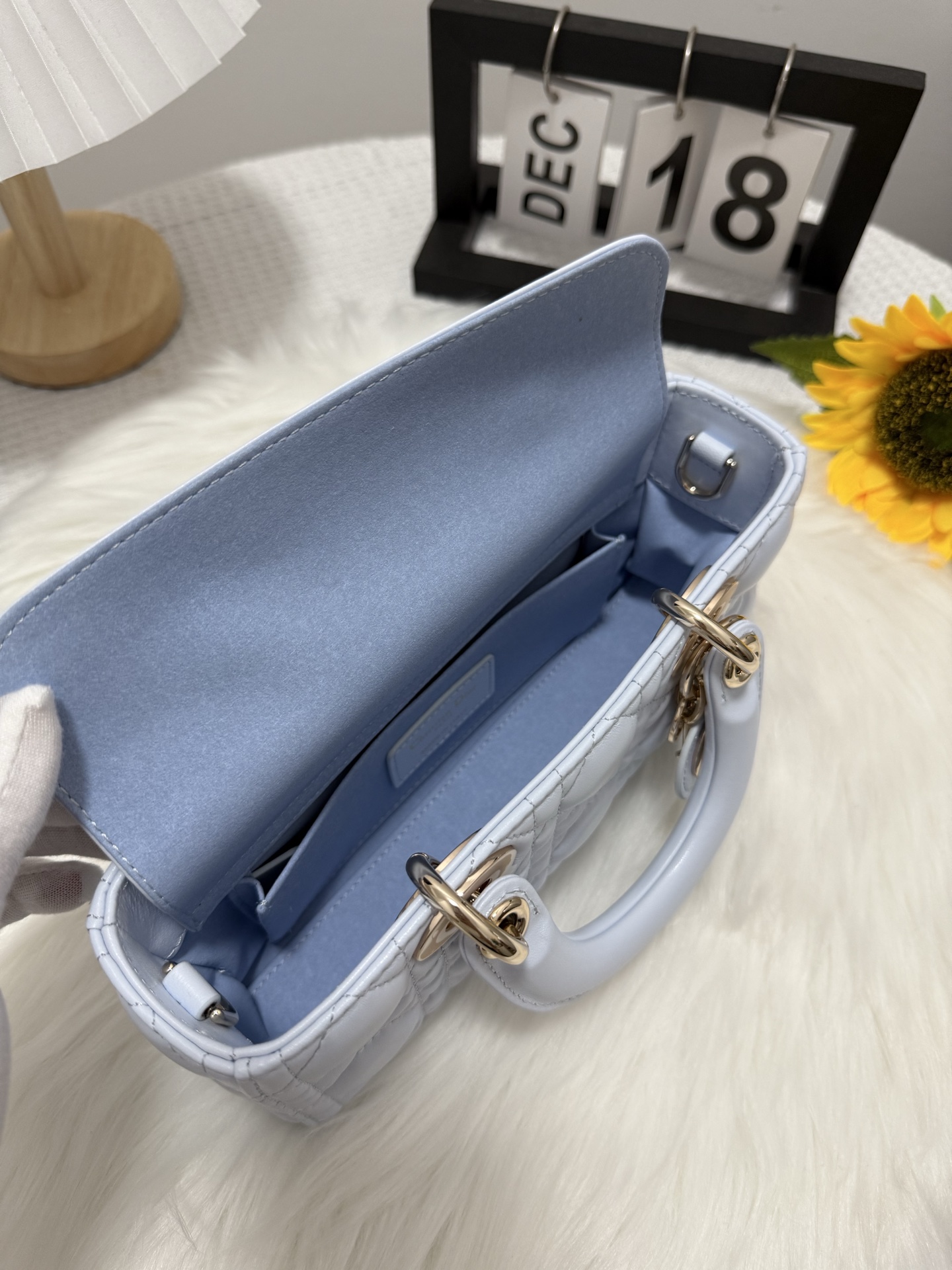 D-Joy Small Bag, Icy Blue Lambskin, Iconic Cannage Stitching 6 i1747652859793 2956 0 5