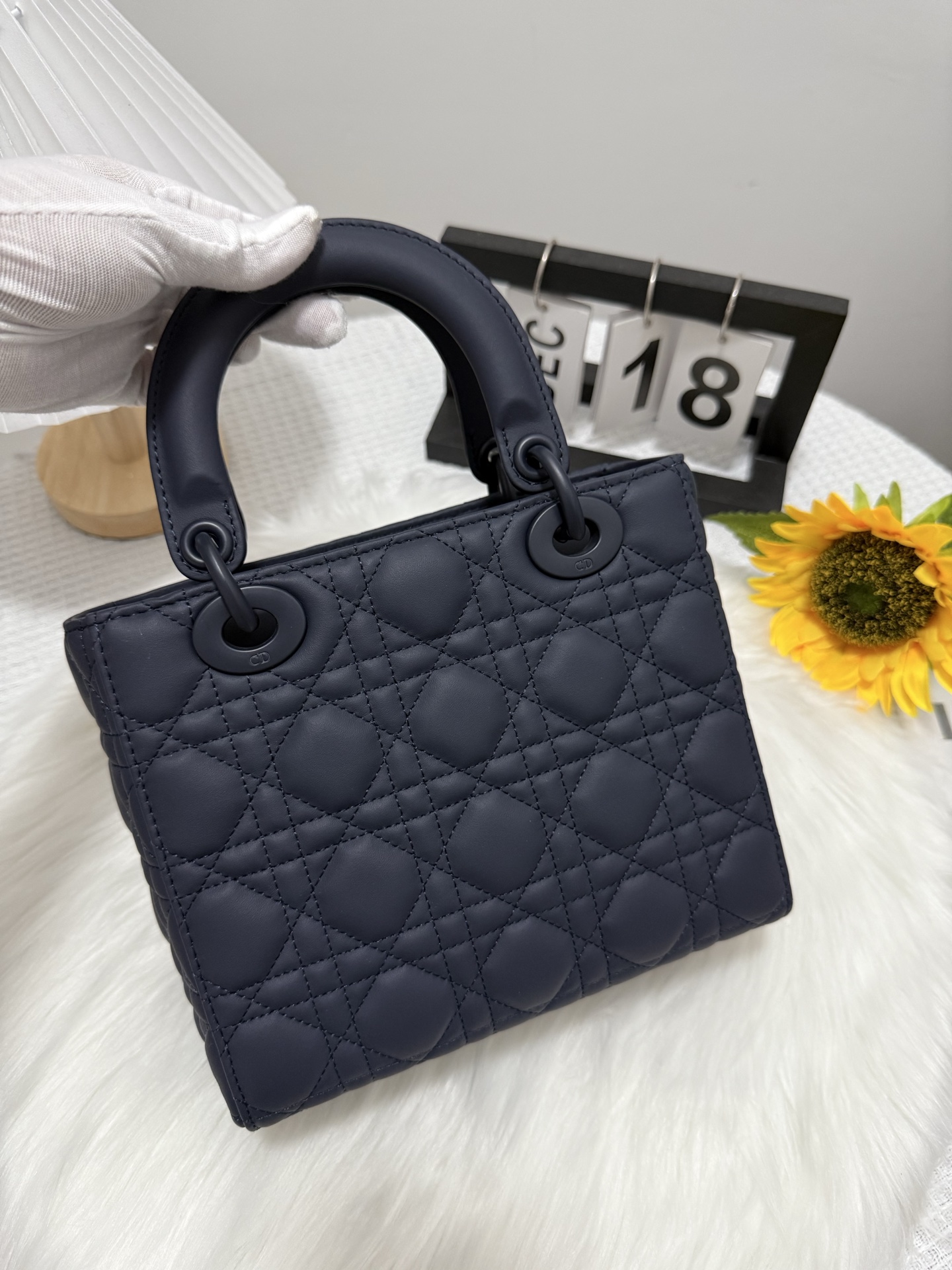 Lady Dior Navy Blue Matte Cannage Lambskin Bag with Charms, 20 x 17 x 8 cm 4 i1747653007669 3476 0 3