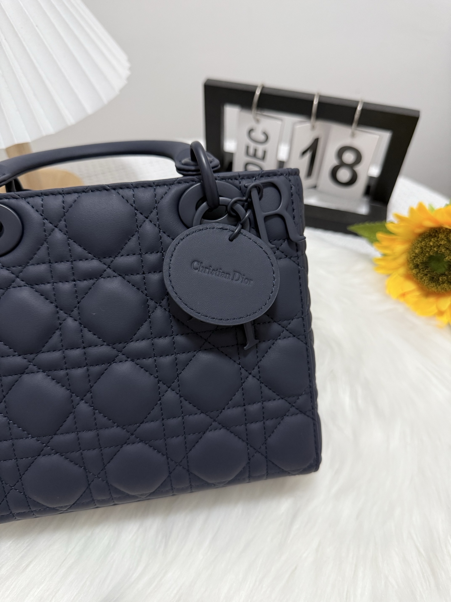 Lady Dior Navy Blue Matte Cannage Lambskin Bag with Charms, 20 x 17 x 8 cm 9 i1747653007795 9306 0 8