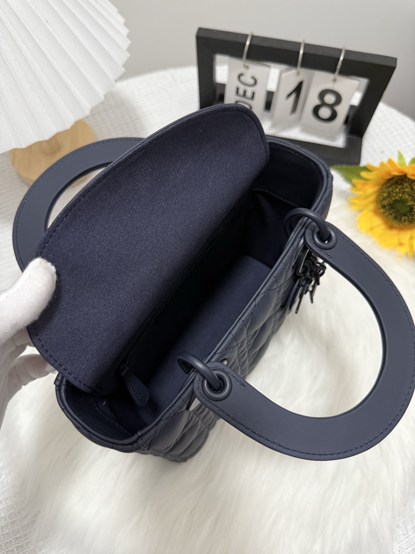 Lady Dior Navy Blue Matte Cannage Lambskin Bag with Charms, 20 x 17 x 8 cm 7 i1747653008930 4640 0 6