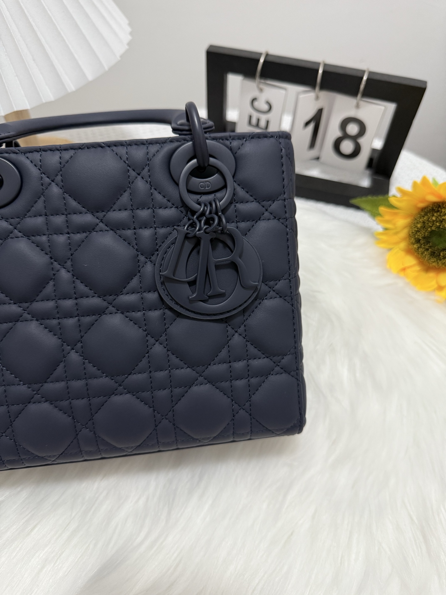 Lady Dior Navy Blue Matte Cannage Lambskin Bag with Charms, 20 x 17 x 8 cm 8 i1747653008984 4269 0 7