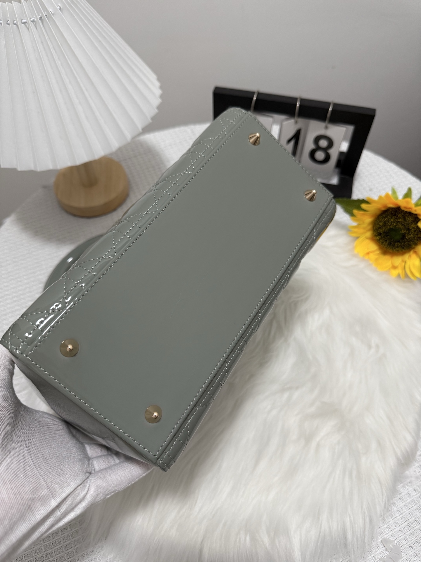 Lady Dior Five-Compartment Rock Grey Patent Leather Flap Bag, 24cm 4 i1747653102009 6522 0 3
