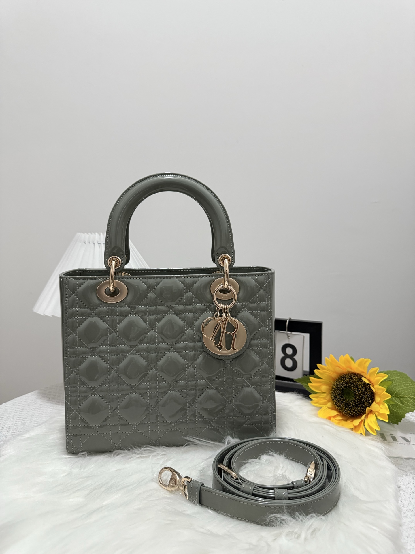 Lady Dior Five-Compartment Rock Grey Patent Leather Flap Bag, 24cm 9 i1747653102022 7978 0 8