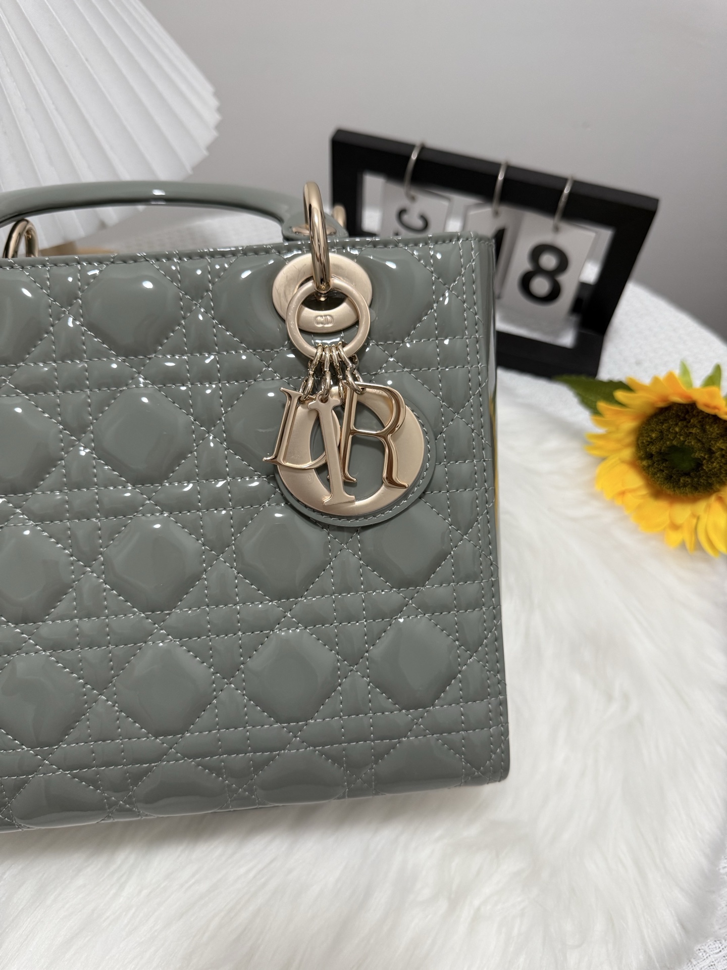 Lady Dior Five-Compartment Rock Grey Patent Leather Flap Bag, 24cm 7 i1747653103266 219 0 6