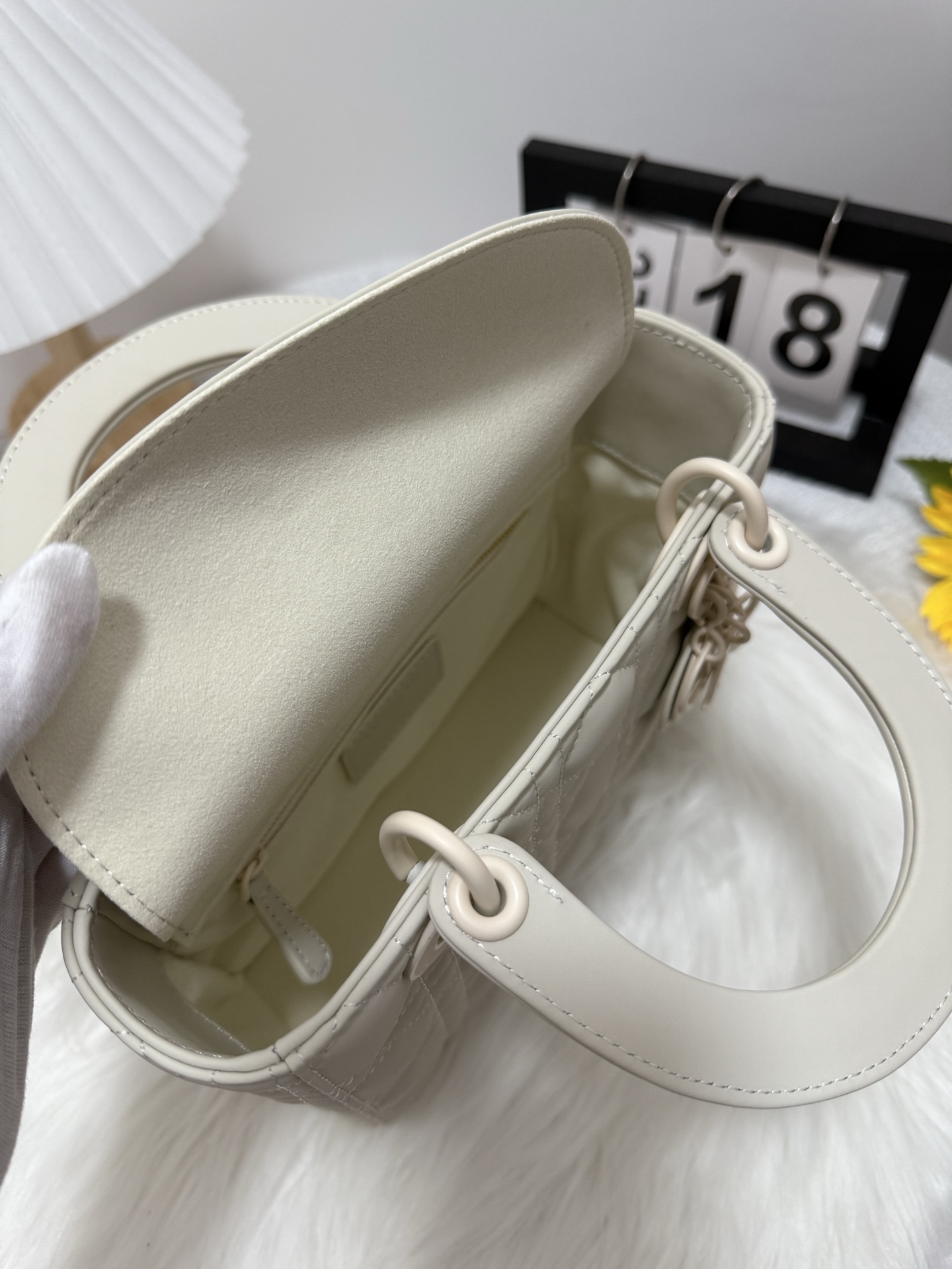 Lady Dior Mini Bag - White Lambskin with Cannage Stitching 7 i1748151687141 5808 0 5