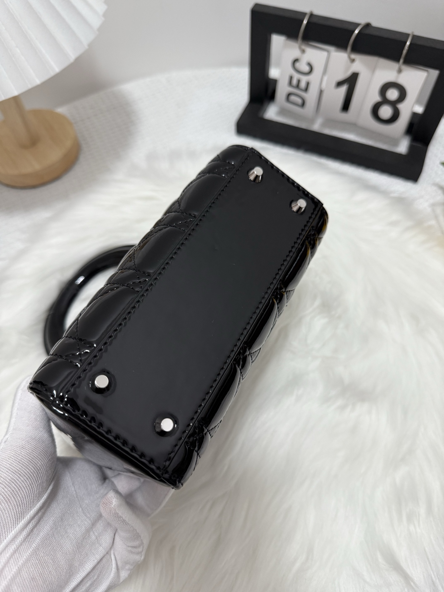 Dior Lady Dior Mini Bag Black Patent Leather with Silver Hardware 4 i1748162062080 8152 0 3