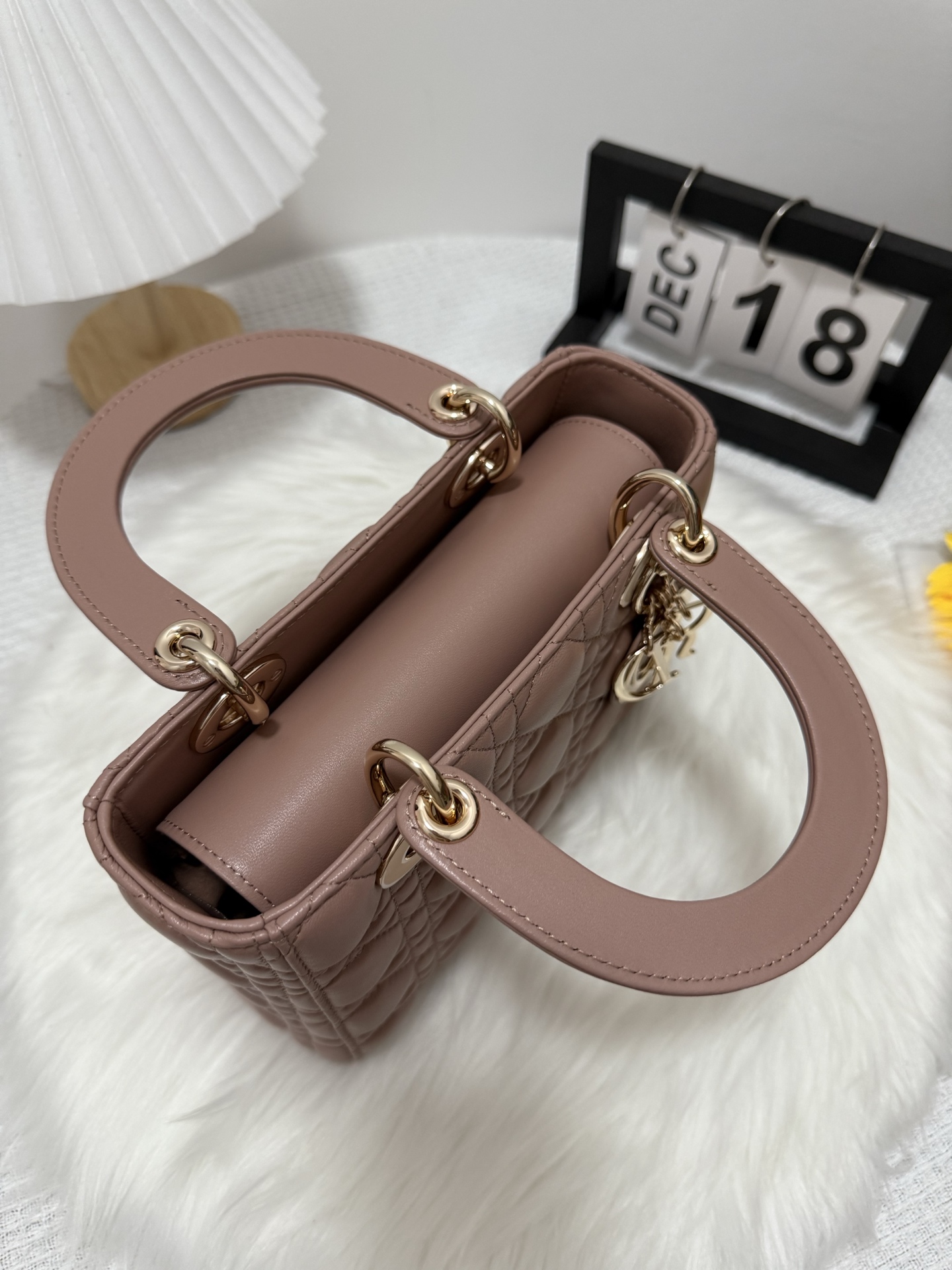Dior Lady Dior Bag, Lambskin Leather, Top Handle, Light Gold-Finish Metal Charms 5 i1748416219586 7700 0 4