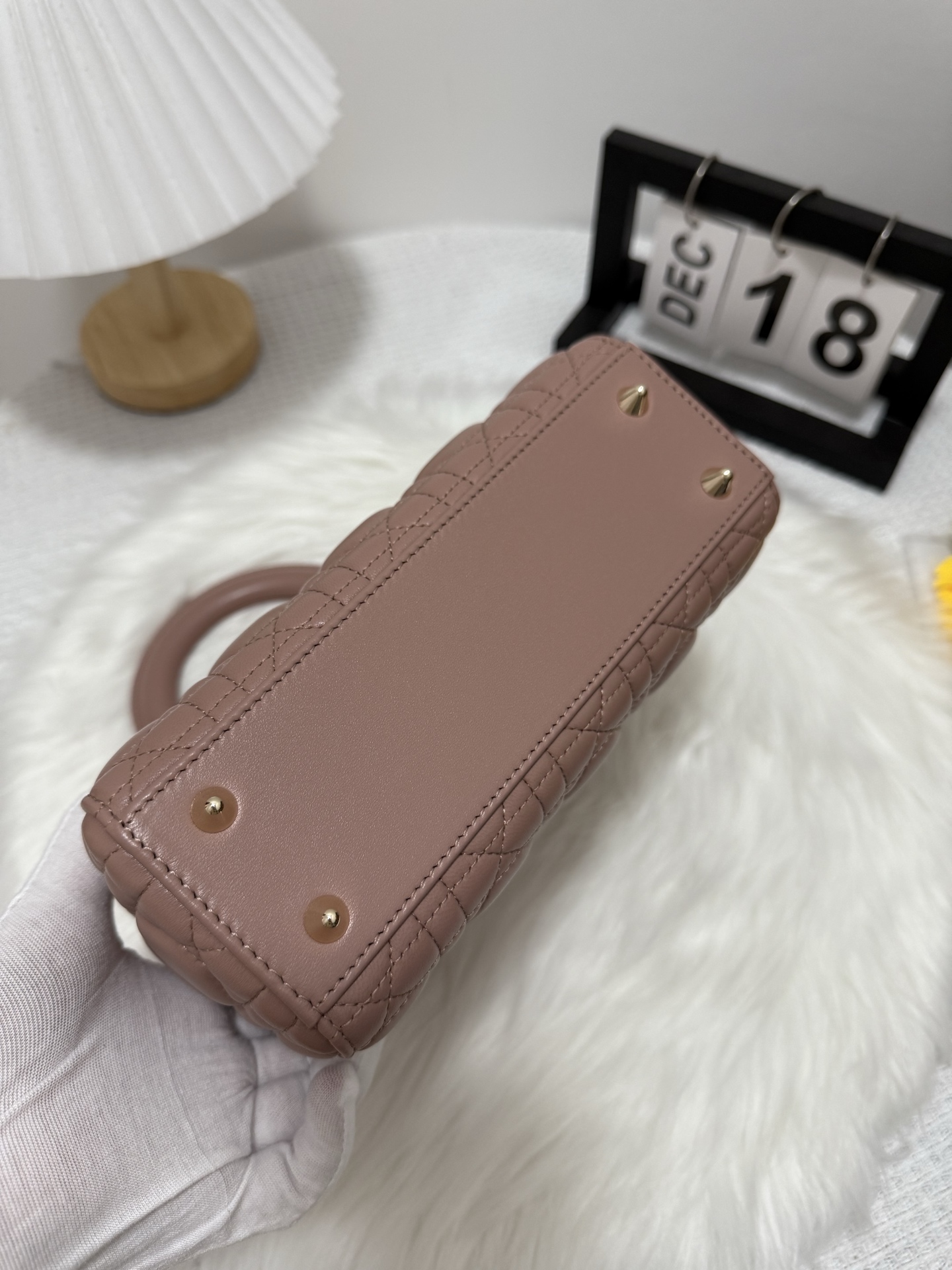 Dior Lady Dior Bag, Lambskin Leather, Top Handle, Light Gold-Finish Metal Charms 4 i1748416221274 8091 0 3
