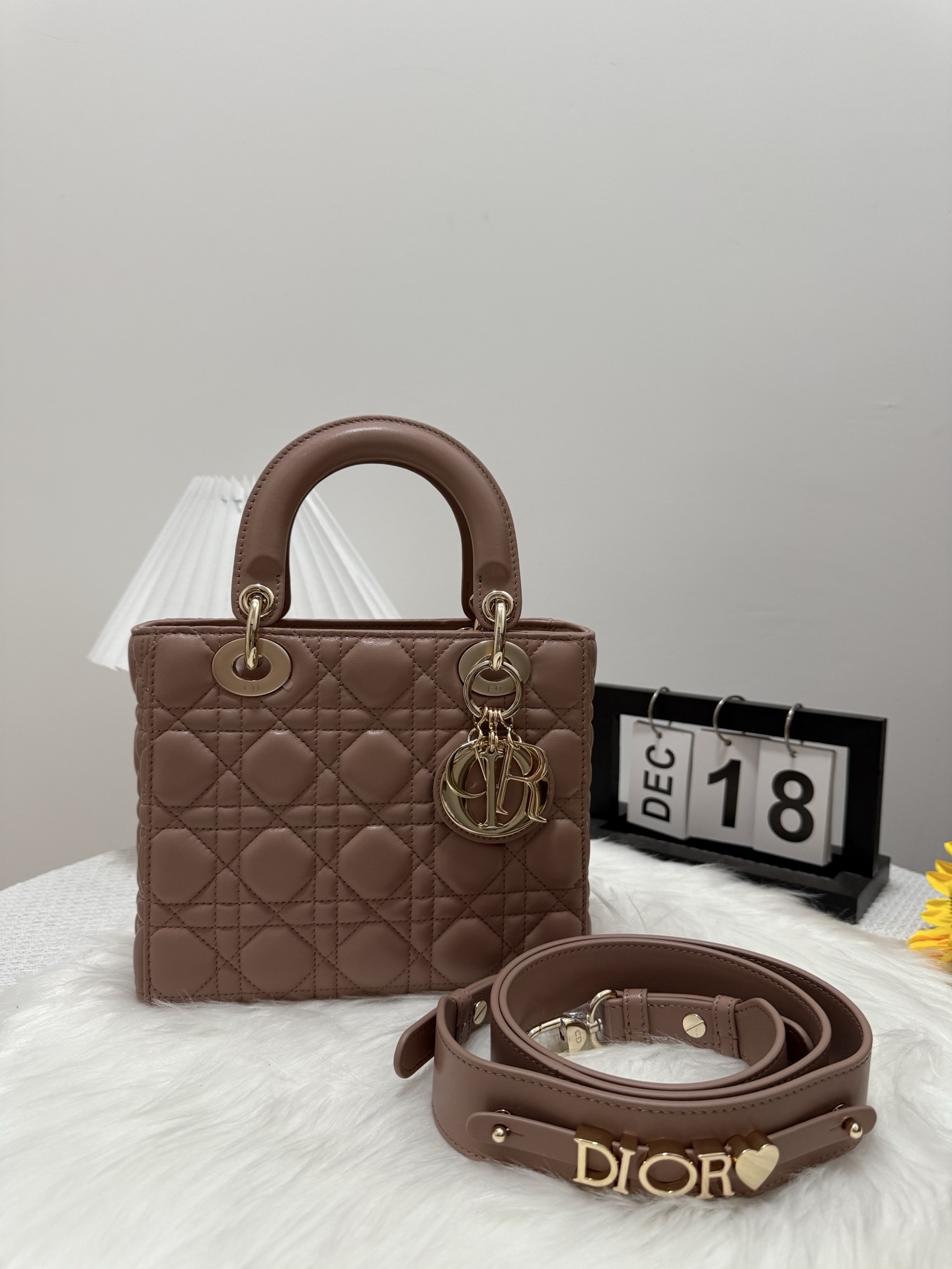 Dior Lady Dior Bag, Lambskin Leather, Top Handle, Light Gold-Finish Metal Charms 9 i1748416221319 2289 0 8