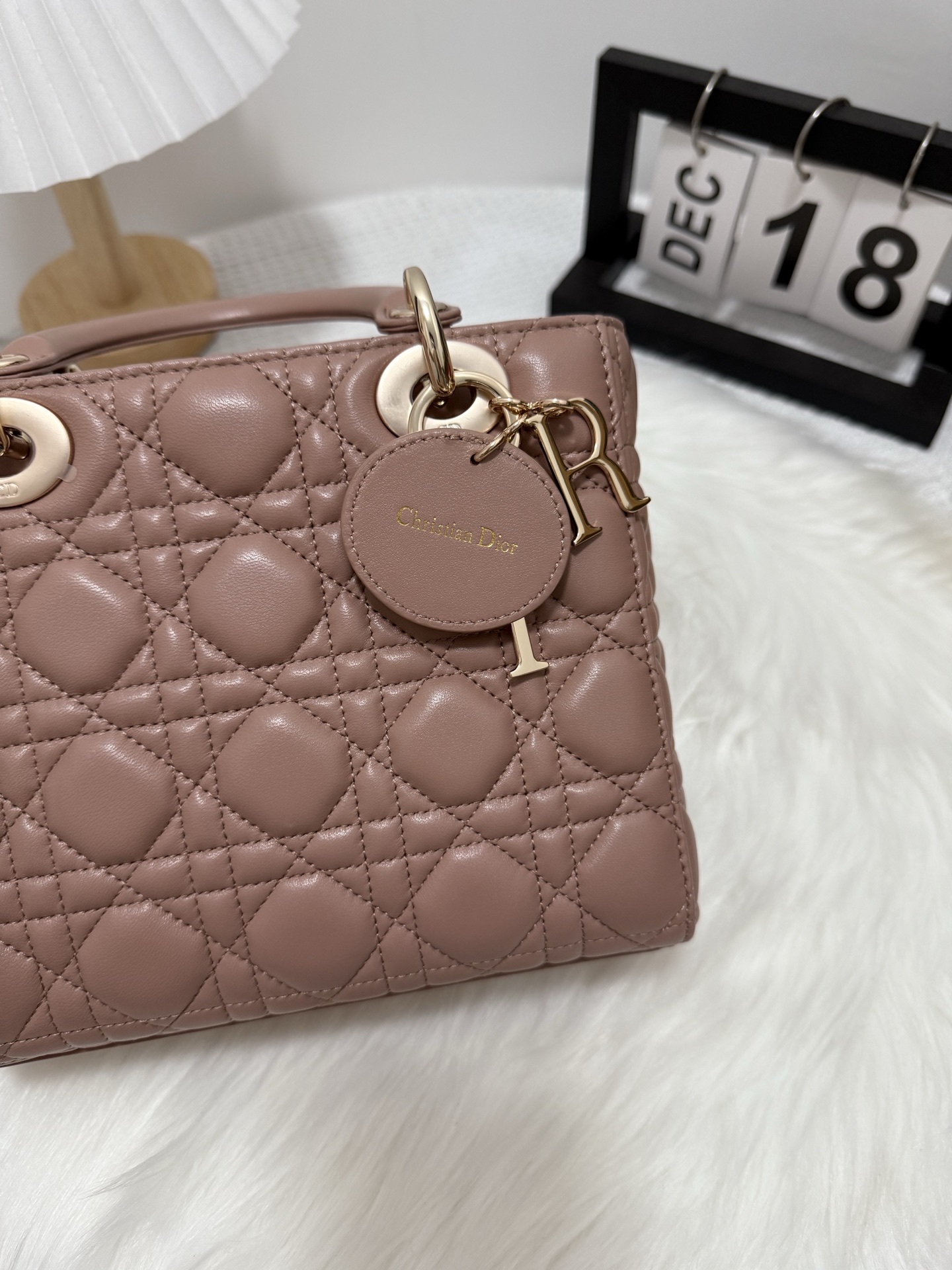 Dior Lady Dior Bag, Lambskin Leather, Top Handle, Light Gold-Finish Metal Charms 8 i1748416221410 2453 0 7